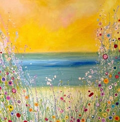 Gold Kisses the Ocean -floral abstract contemporary art-oil painting