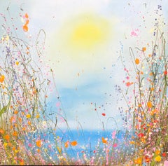 Happy Days, Happy Hearts - original floral abstract landscape oil painting 