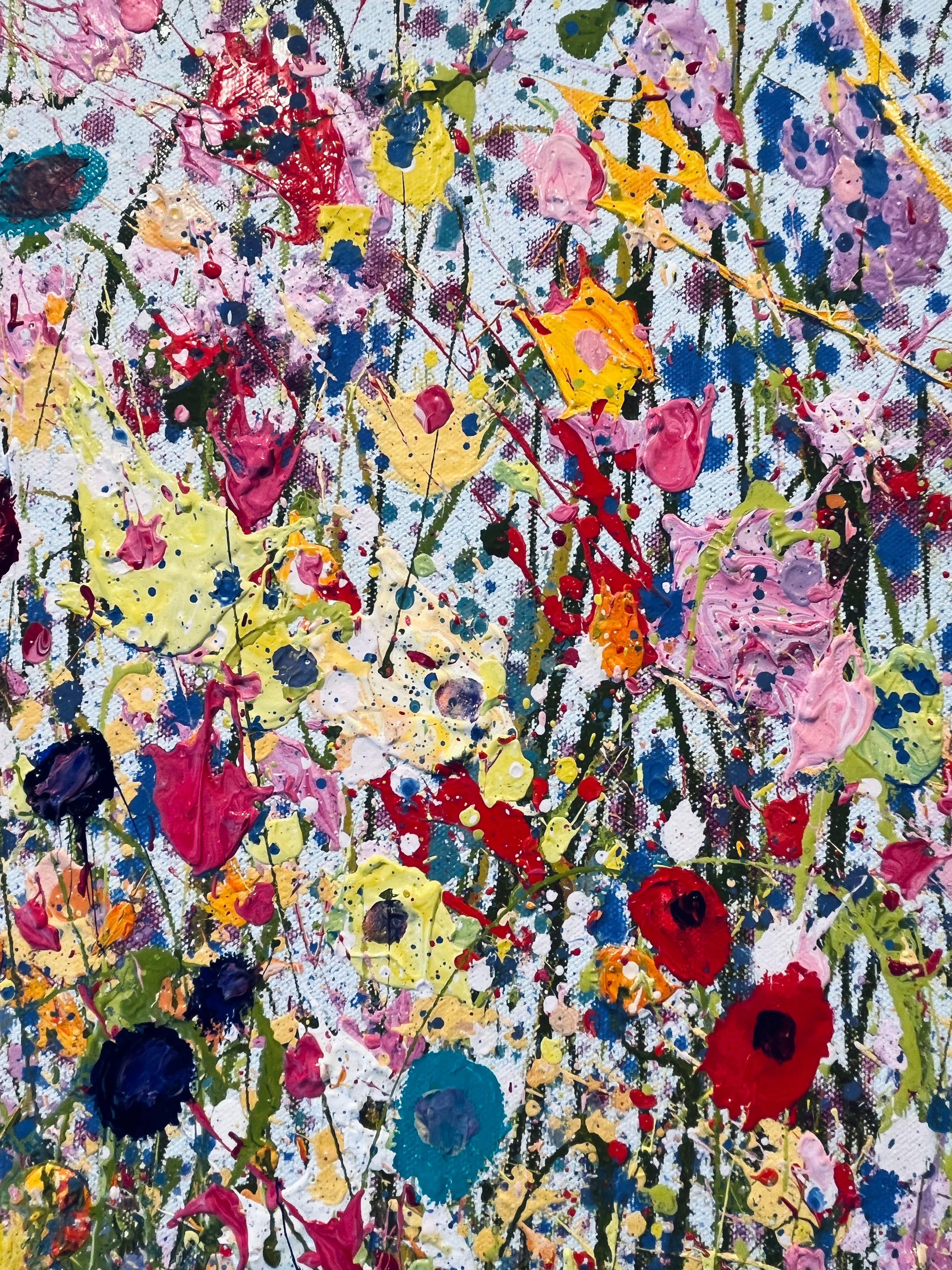 I Am So Blessed to Have Found You- pintura floral moderna original- arte abstracto - Abstract Painting Beige de Yvonne Coomber