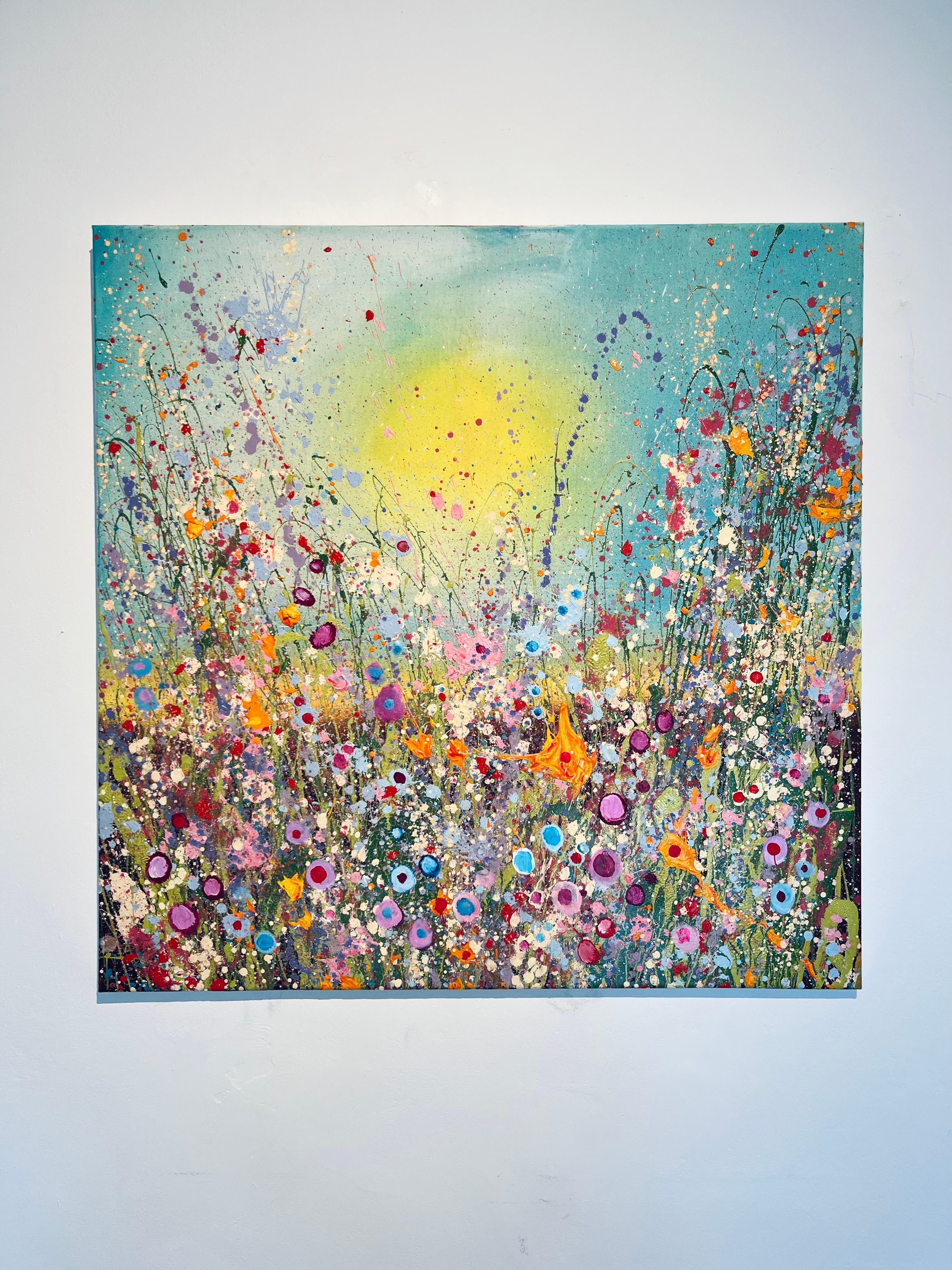 I Give You All The Love -original abstract floral oil painting- contemporary art - Painting by Yvonne Coomber