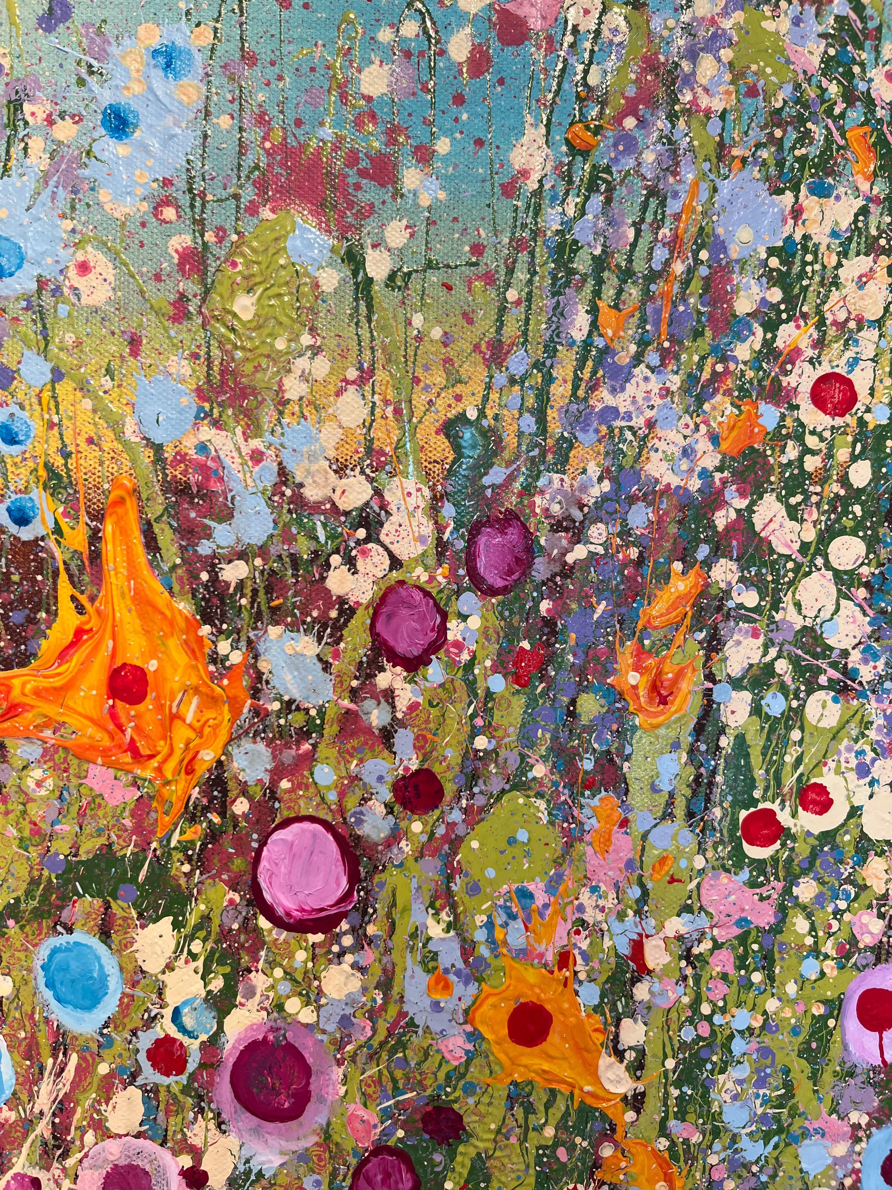 I Give You All The Love -original abstract floral oil painting- contemporary art - Brown Abstract Painting by Yvonne Coomber