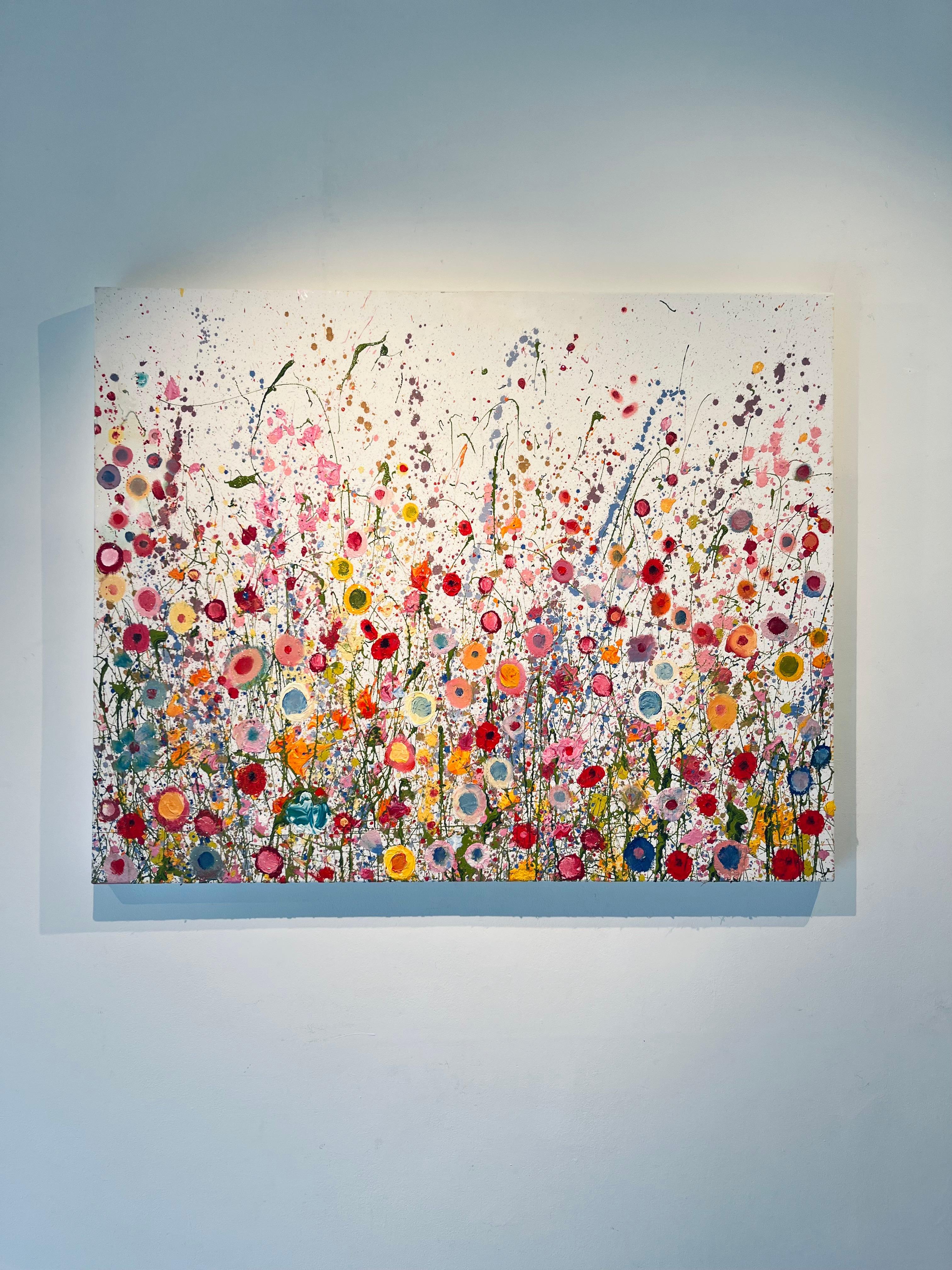 Je t'aime de tout mon coeur - peinture abstraite florale originale art contemporain - Painting de Yvonne Coomber
