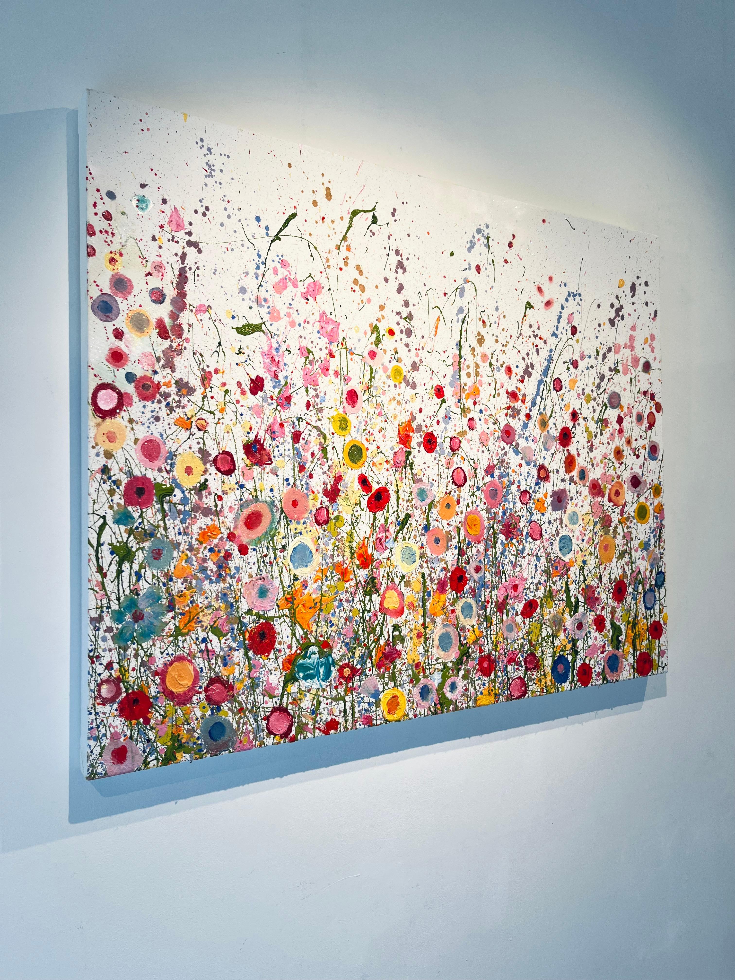 Je t'aime de tout mon coeur - peinture abstraite florale originale art contemporain - Naturalisme Painting par Yvonne Coomber