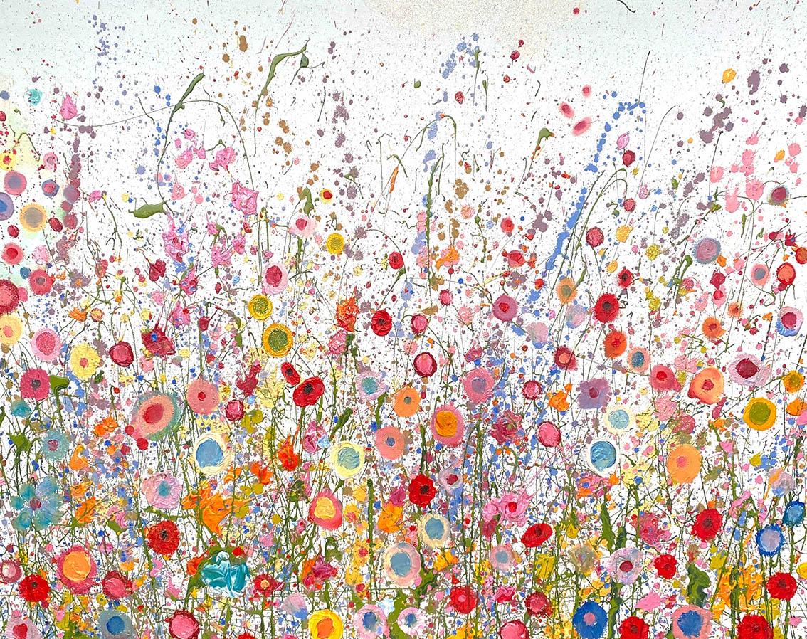 Abstract Painting Yvonne Coomber - Je t'aime de tout mon coeur - peinture abstraite florale originale art contemporain