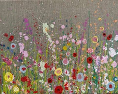 Je t'aime de tout mon coeur - art abstrait floral - peinture à l'huile contemporaine