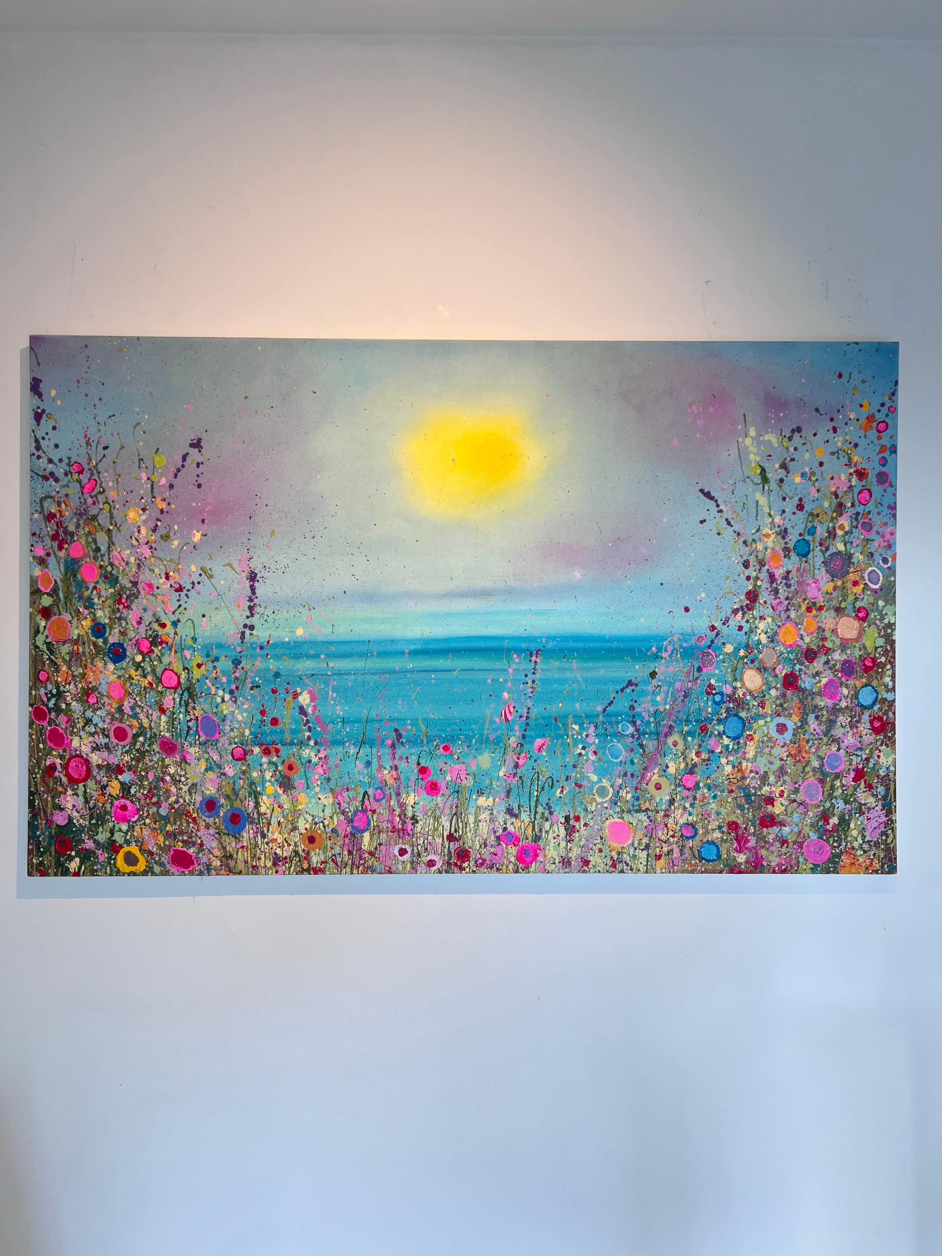 Let The Magic In - pittura astratta originale ad olio di paesaggi floreali Arte contemporanea - Painting di Yvonne Coomber