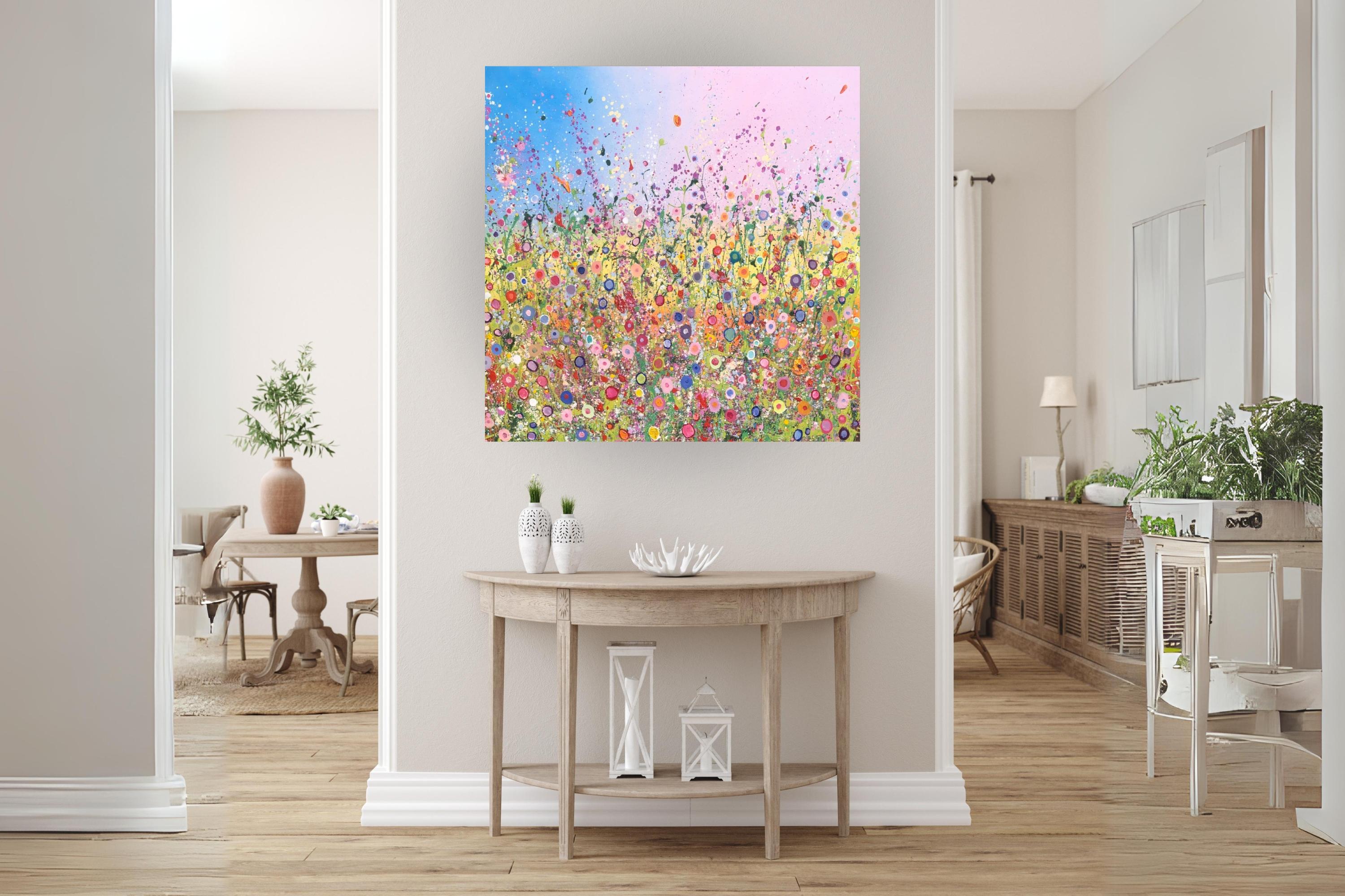 Love Sings Joy - Modern Art, Original abstract floral landscape painting - Naturalistic Painting by Yvonne Coomber
