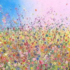 Love Sings Joy – Moderne Kunst, Original abstraktes Blumenlandschaftsgemälde