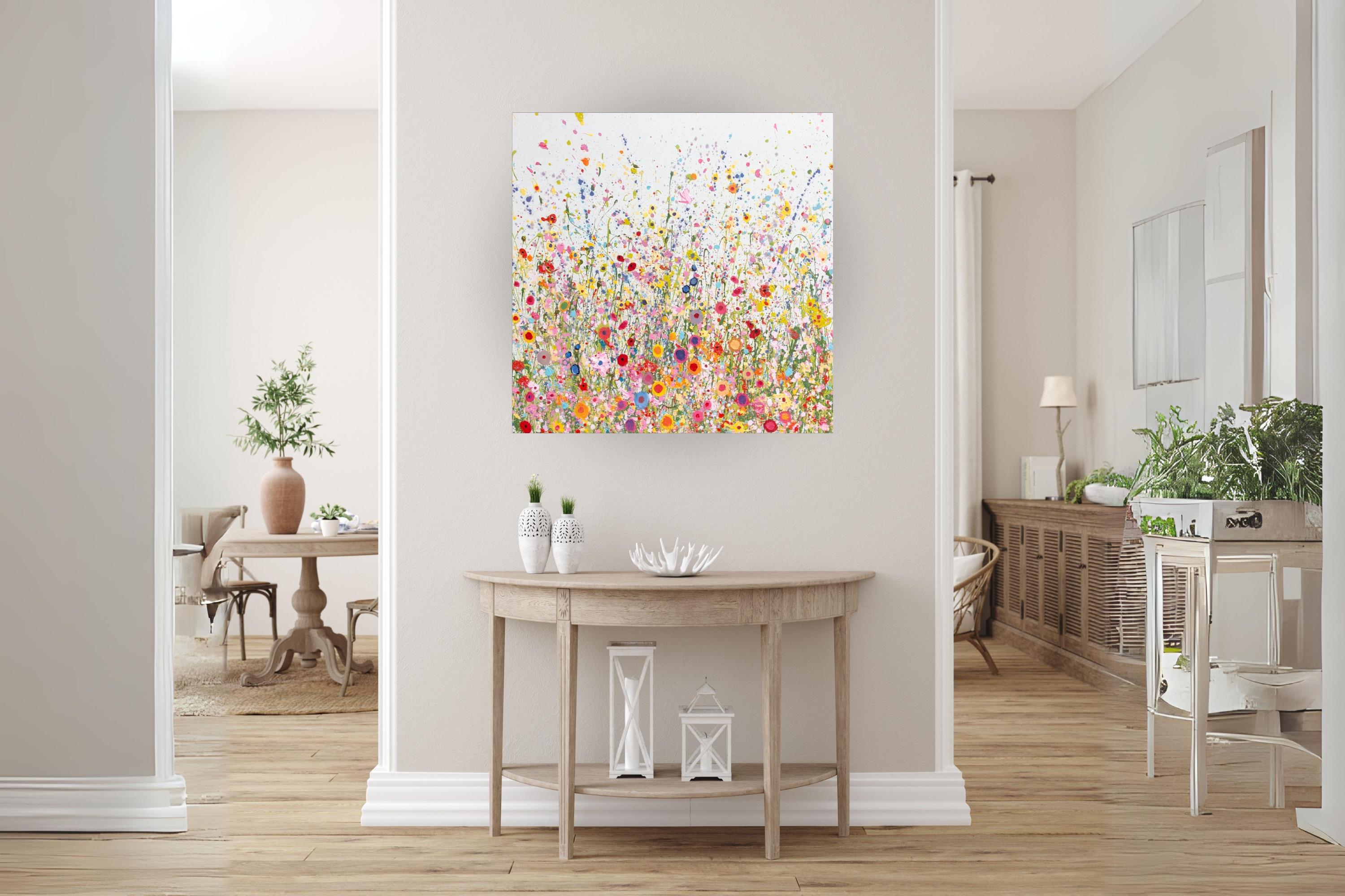 Jardín de los Amores - Pintura original abstracta paisaje floral - Arte Moderno - Painting de Yvonne Coomber