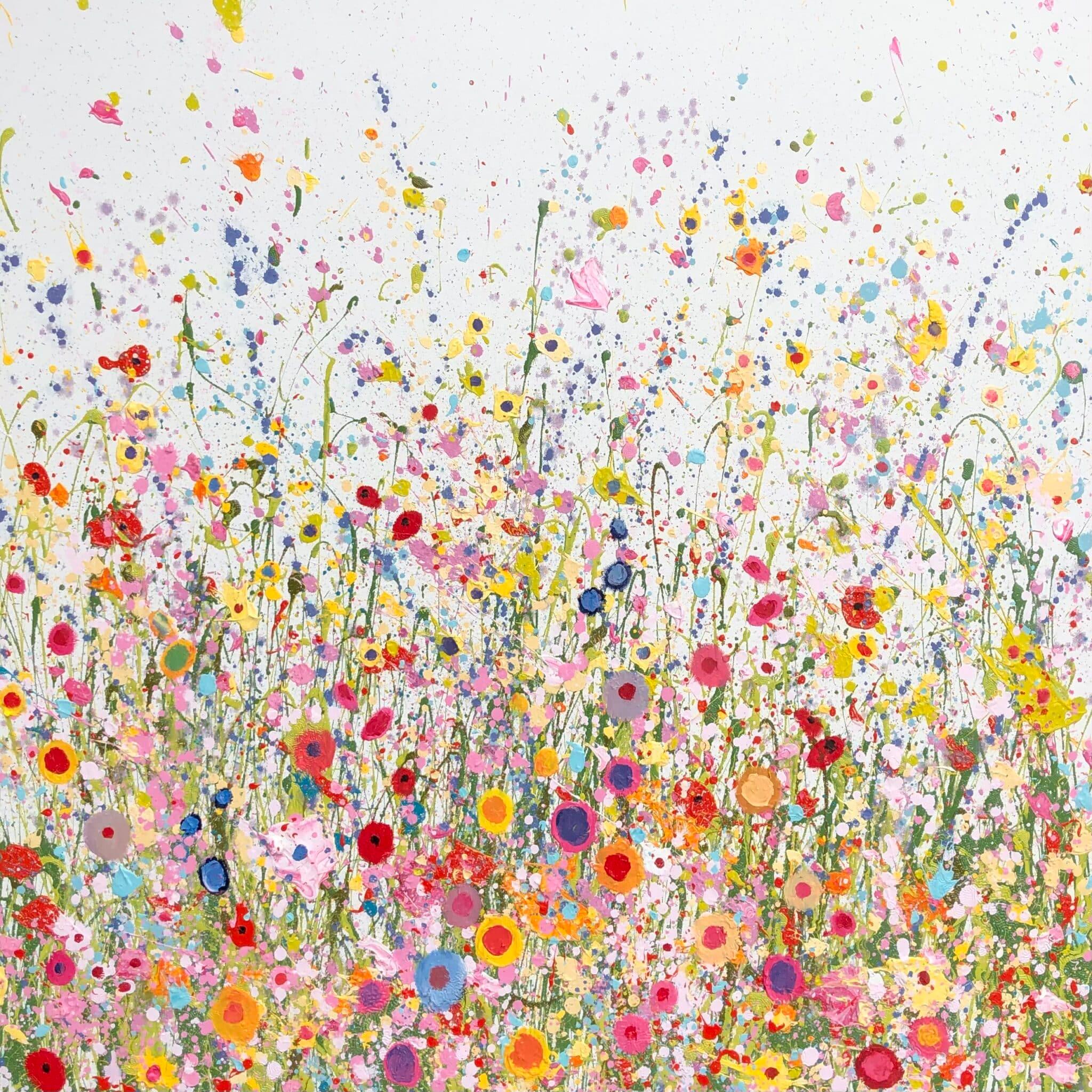Yvonne Coomber Abstract Painting - Loves Garden - Original abstract floral landscape painting - Modern Art 
