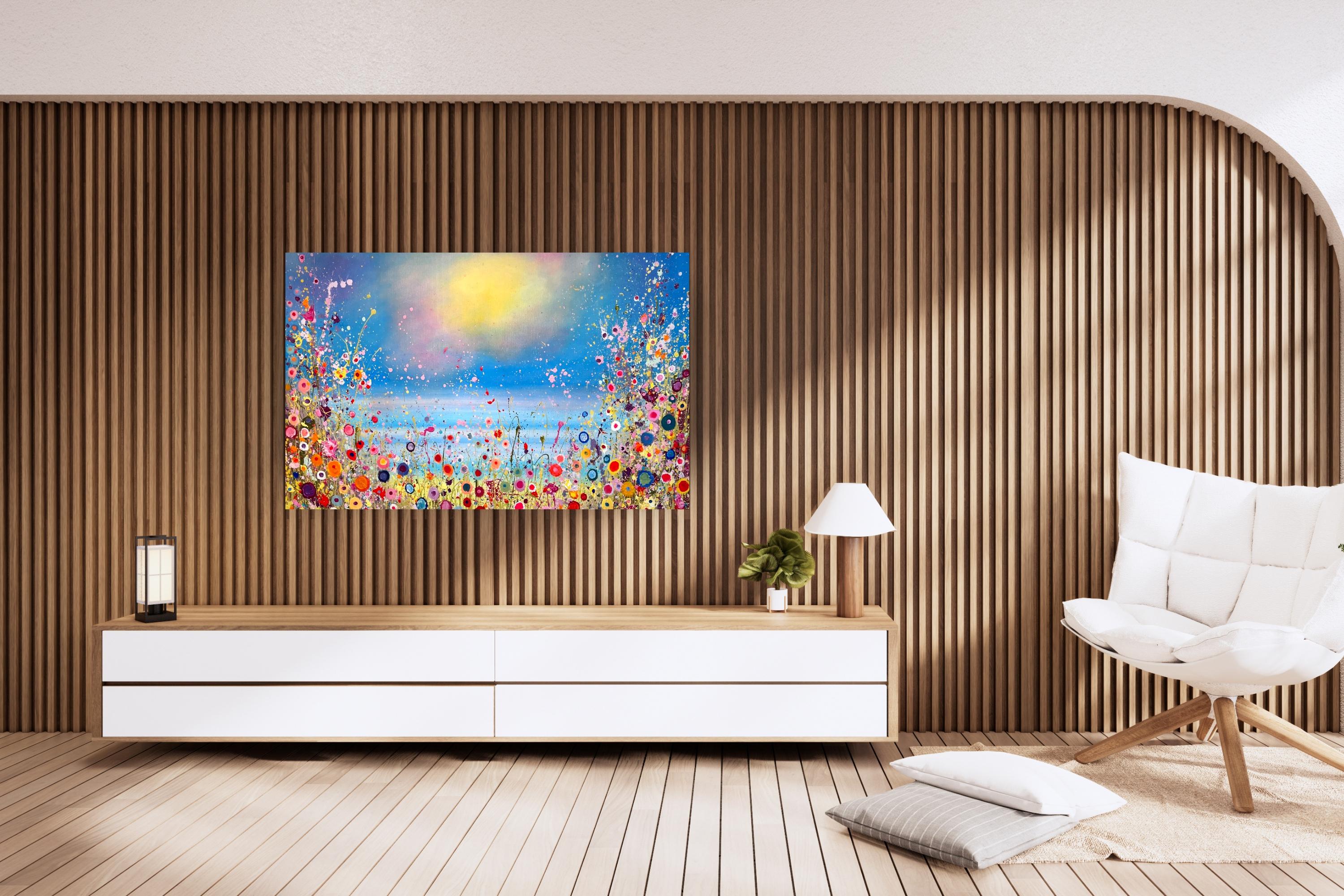 Les sirènes chantent Sweet Love Songs - original floral moderne, peinture à l'huile - Gris Abstract Painting par Yvonne Coomber