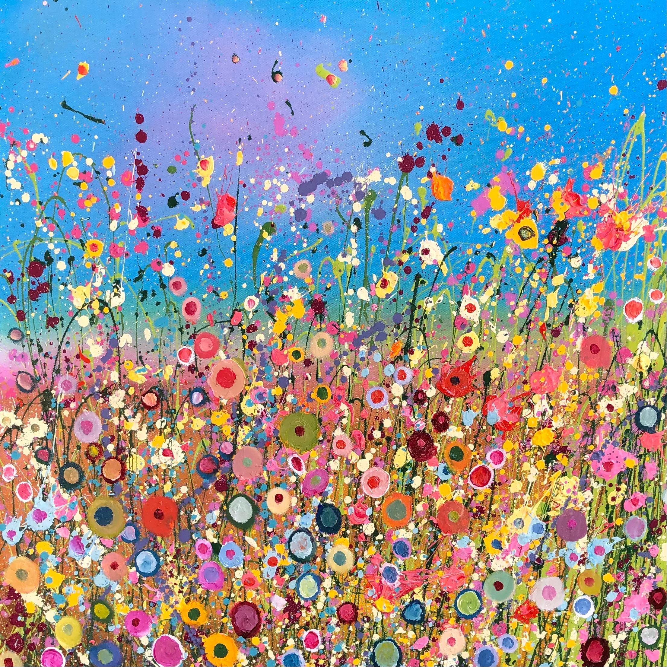 Yvonne Coomber Abstract Painting - Our Beautiful Shimmering Hearts-Original landscape floral painting-abstract art 