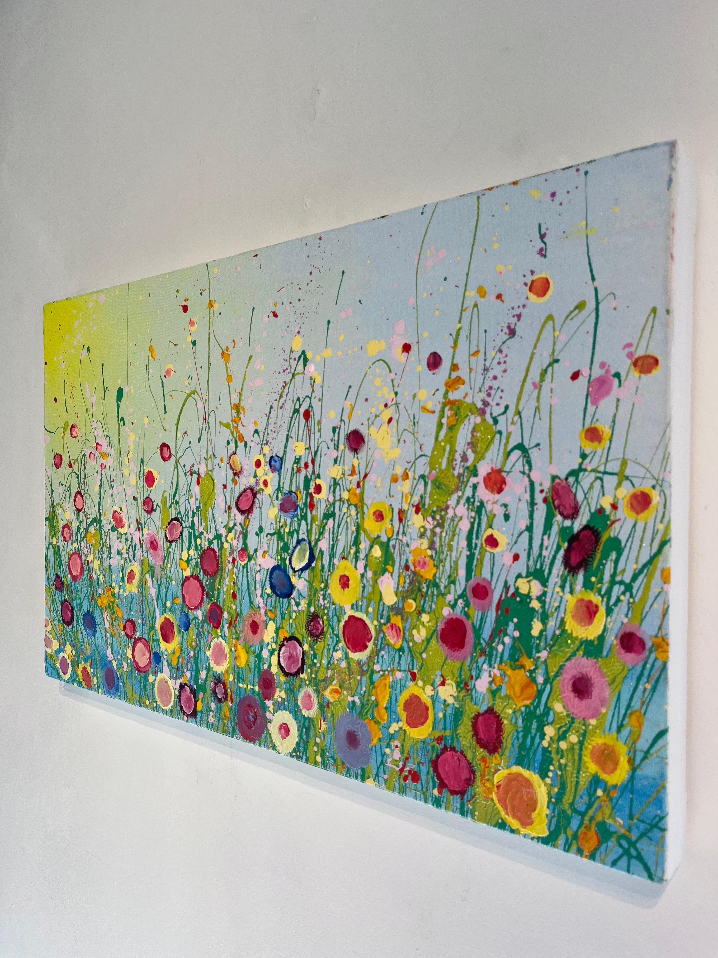 Rainbows of Love-original floral abstract landscape painting-contemporary Art - Painting by Yvonne Coomber