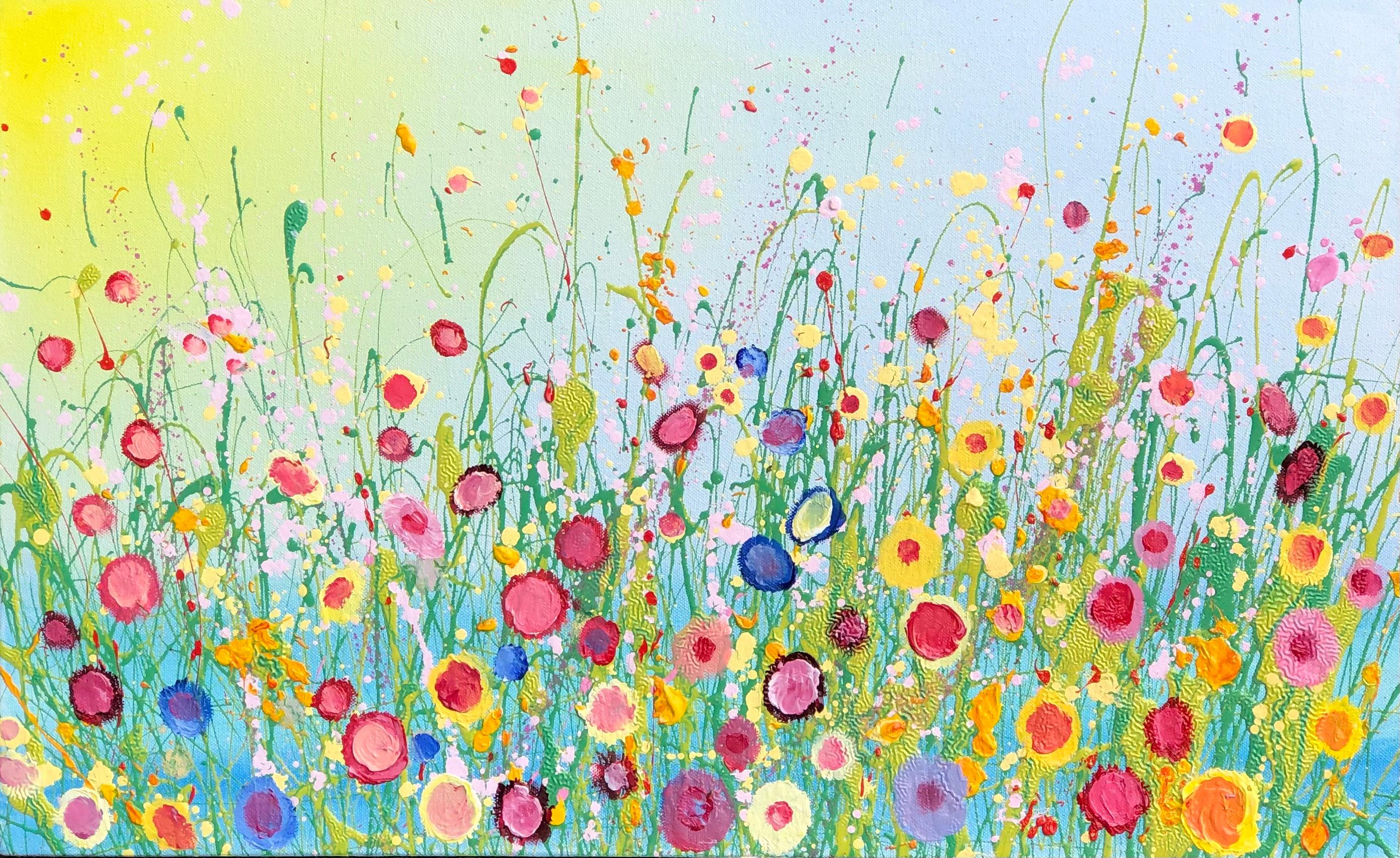 Yvonne Coomber Abstract Painting - Rainbows of Love-original floral abstract landscape painting-contemporary Art