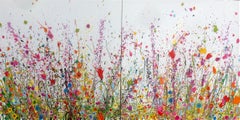 Sweet Meadow Breeze I & II diptych abstract floral oil painting-Contemporary art