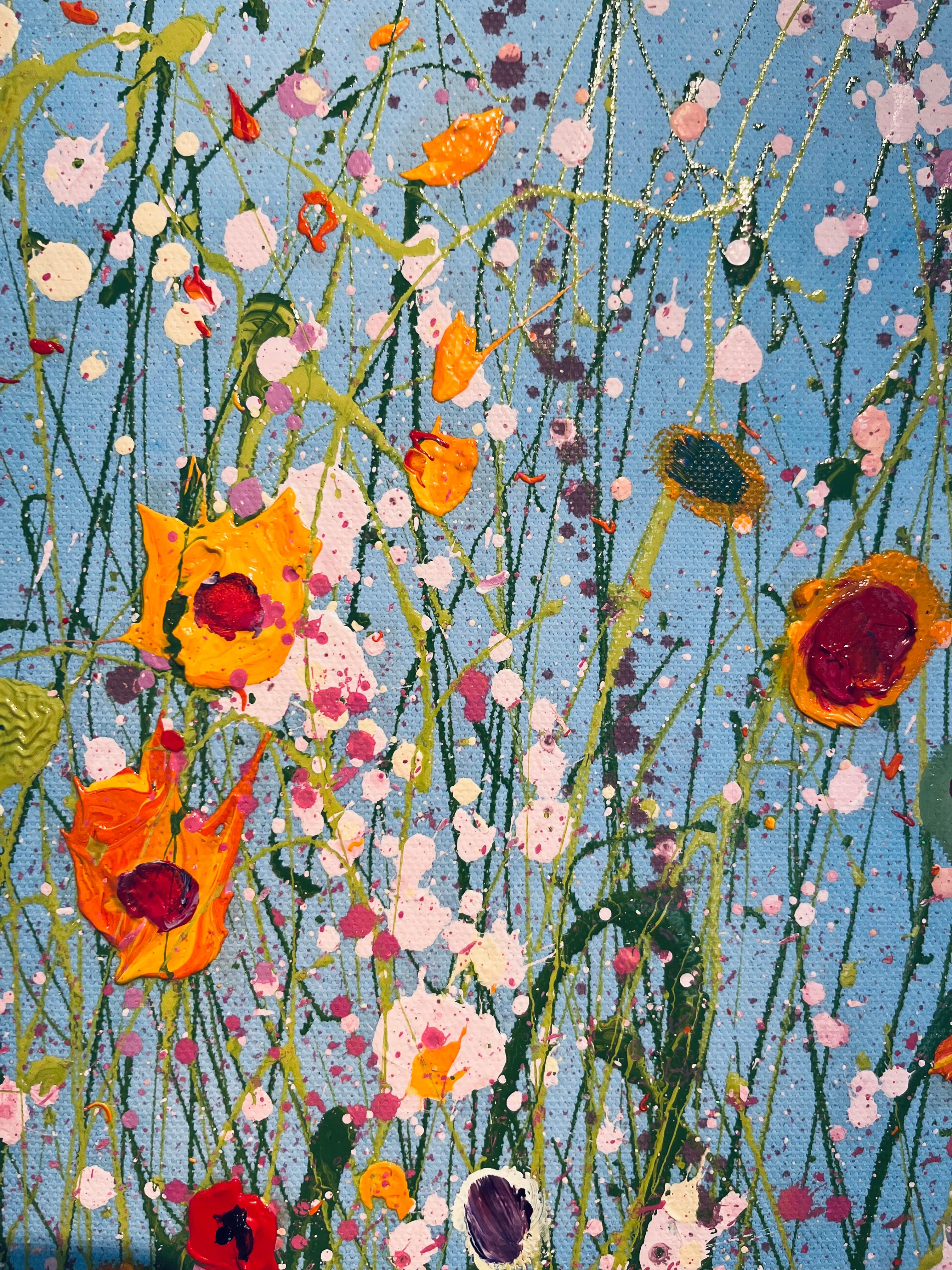 The Garden Of Love-original abstract floral landscape painting- modern artwork - Naturalistic Painting by Yvonne Coomber