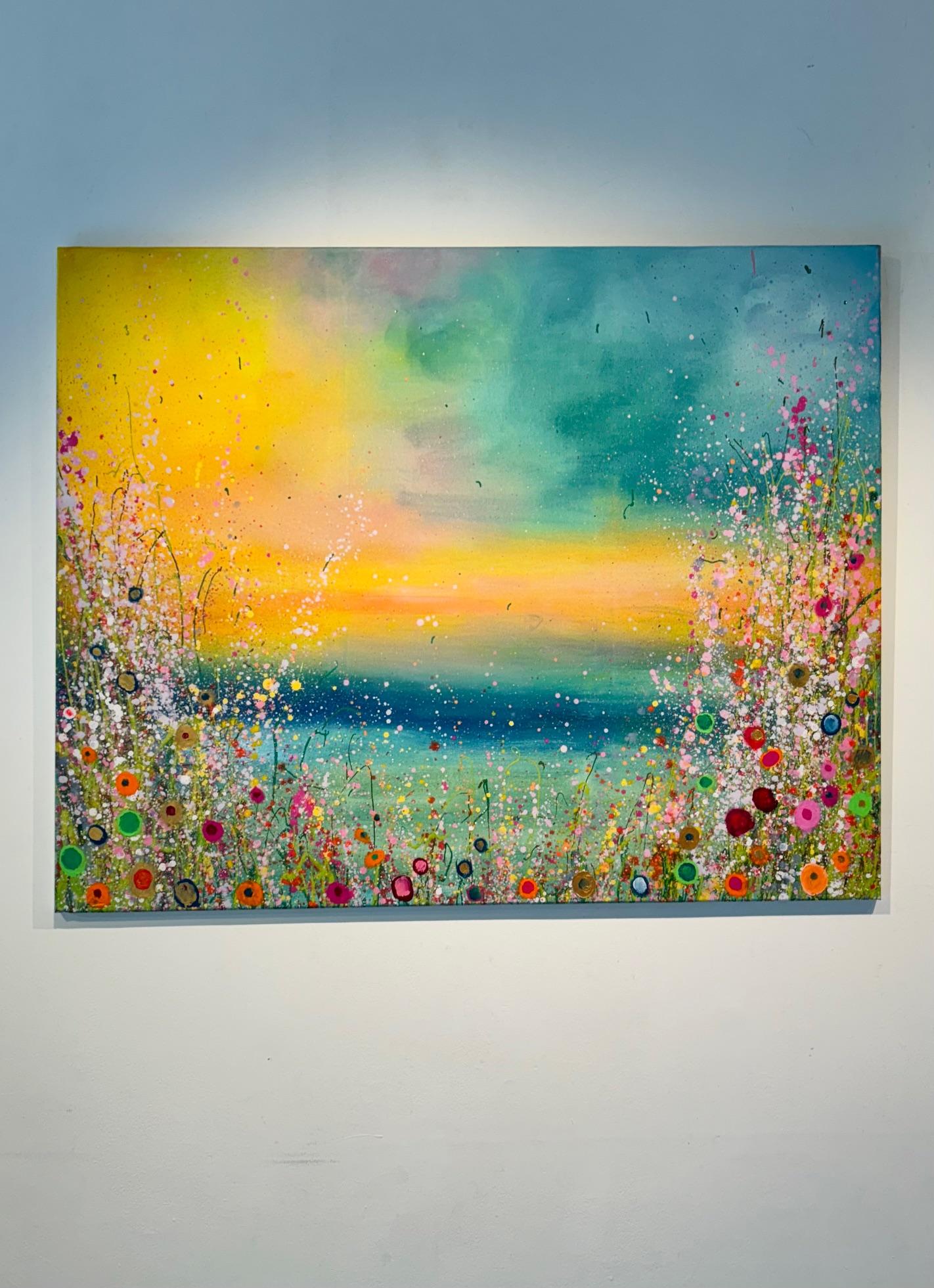 The Sea Kisses the Sky -original abstract floral oil painting- contemporary art - Naturalistic Painting by Yvonne Coomber