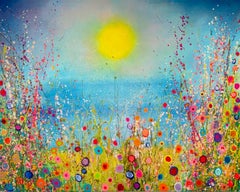 The Sea Sings Mermaids Sweet Songs - contemporary abstract floral oil painting