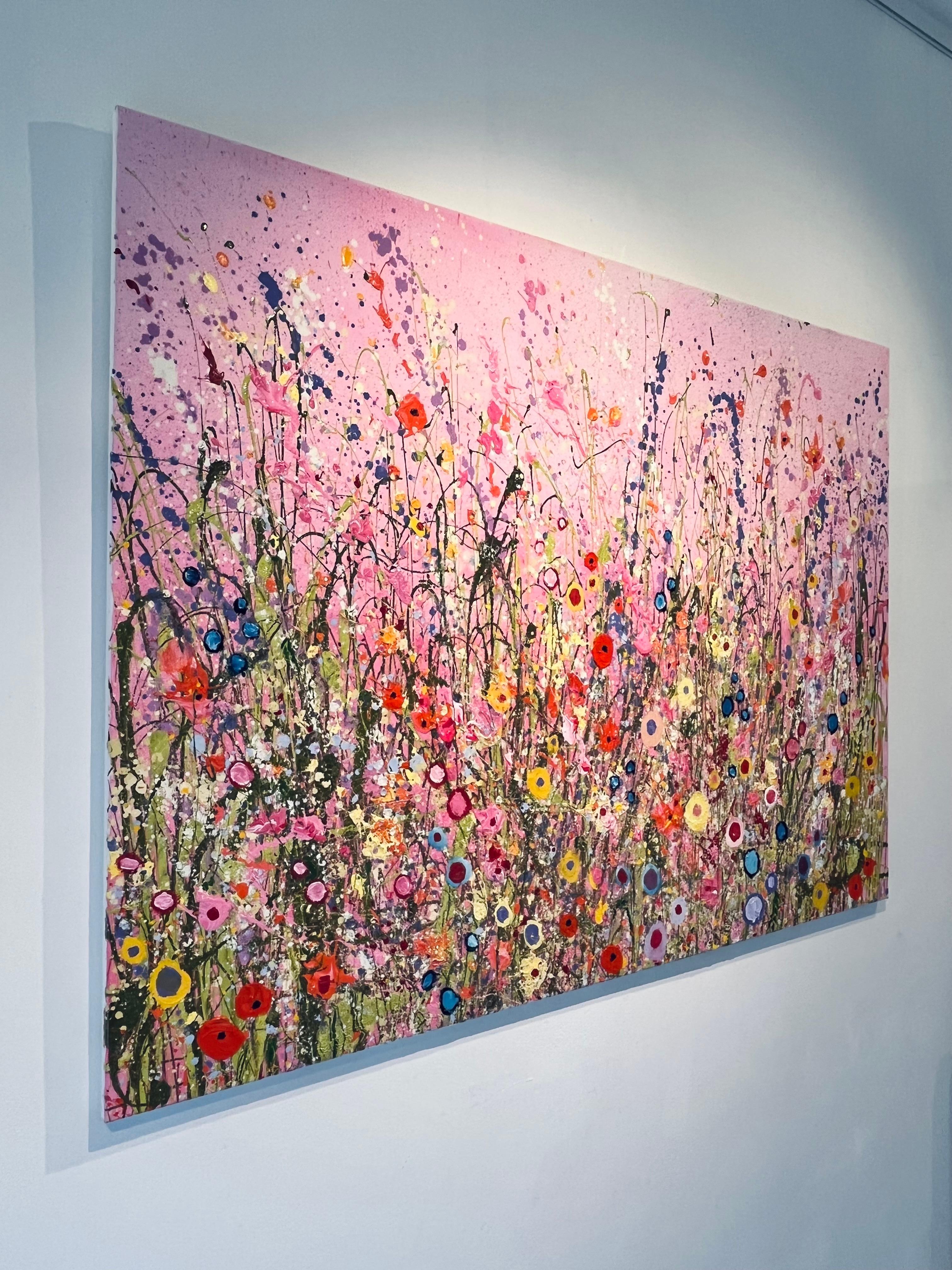 This is Where all the Magic Happens-original floral abstract painting-modern art - Naturalistic Painting by Yvonne Coomber