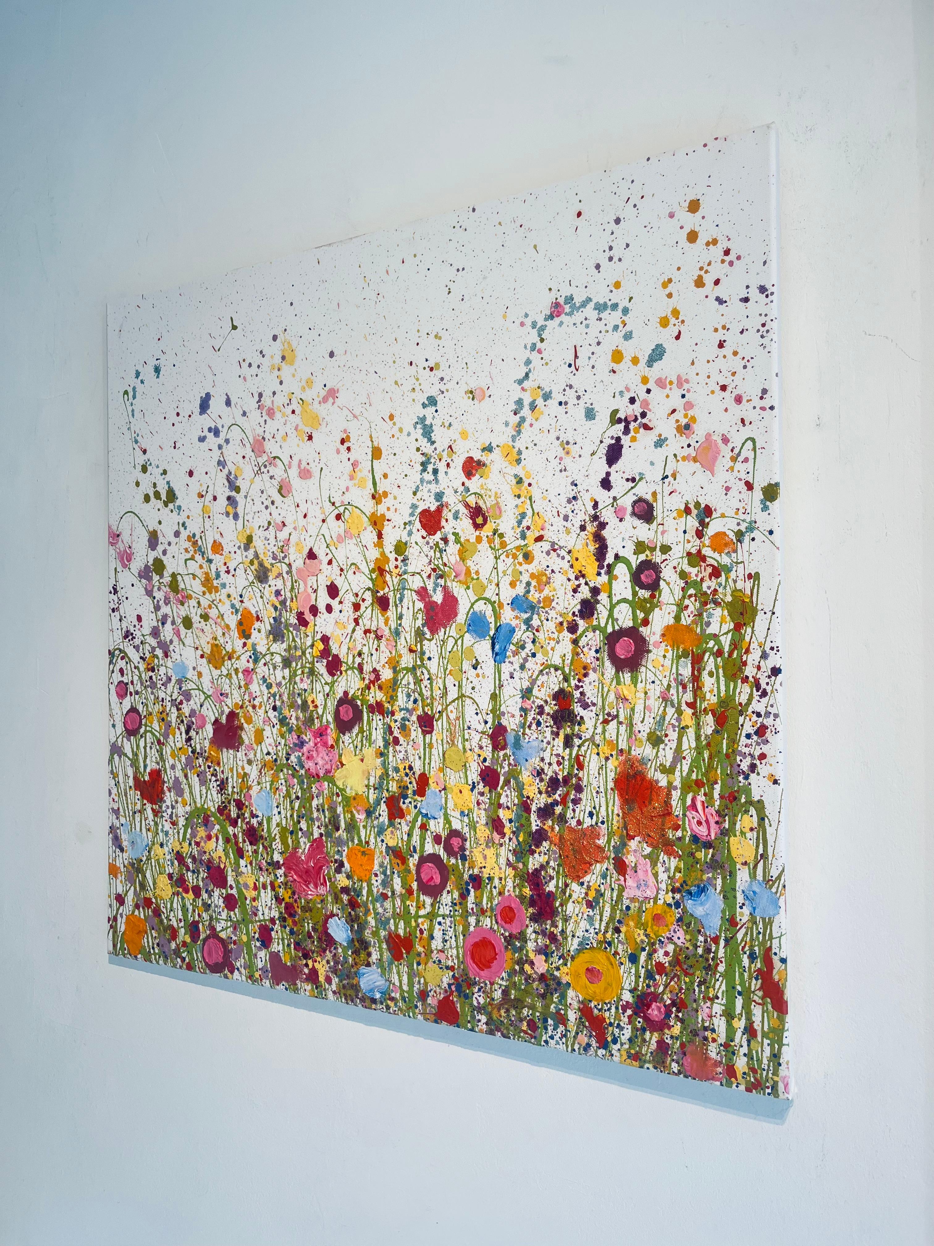 Dove le colombe si baciano (i) - pittura floreale originale - arte astratta contemporanea - Painting Naturalismo di Yvonne Coomber