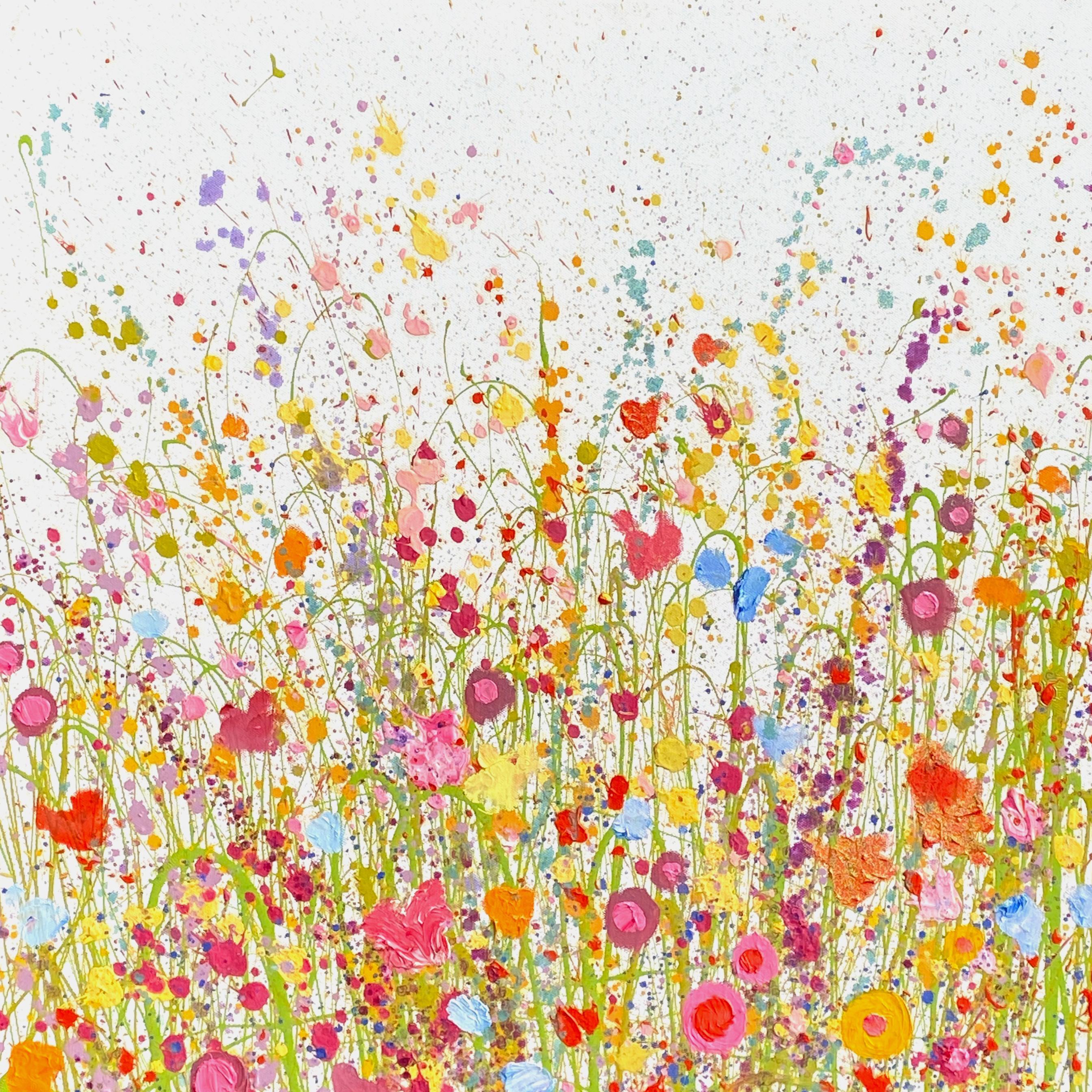 Yvonne Coomber Abstract Painting - Where Doves Kiss (i) - original floral painting- contemporary abstract art