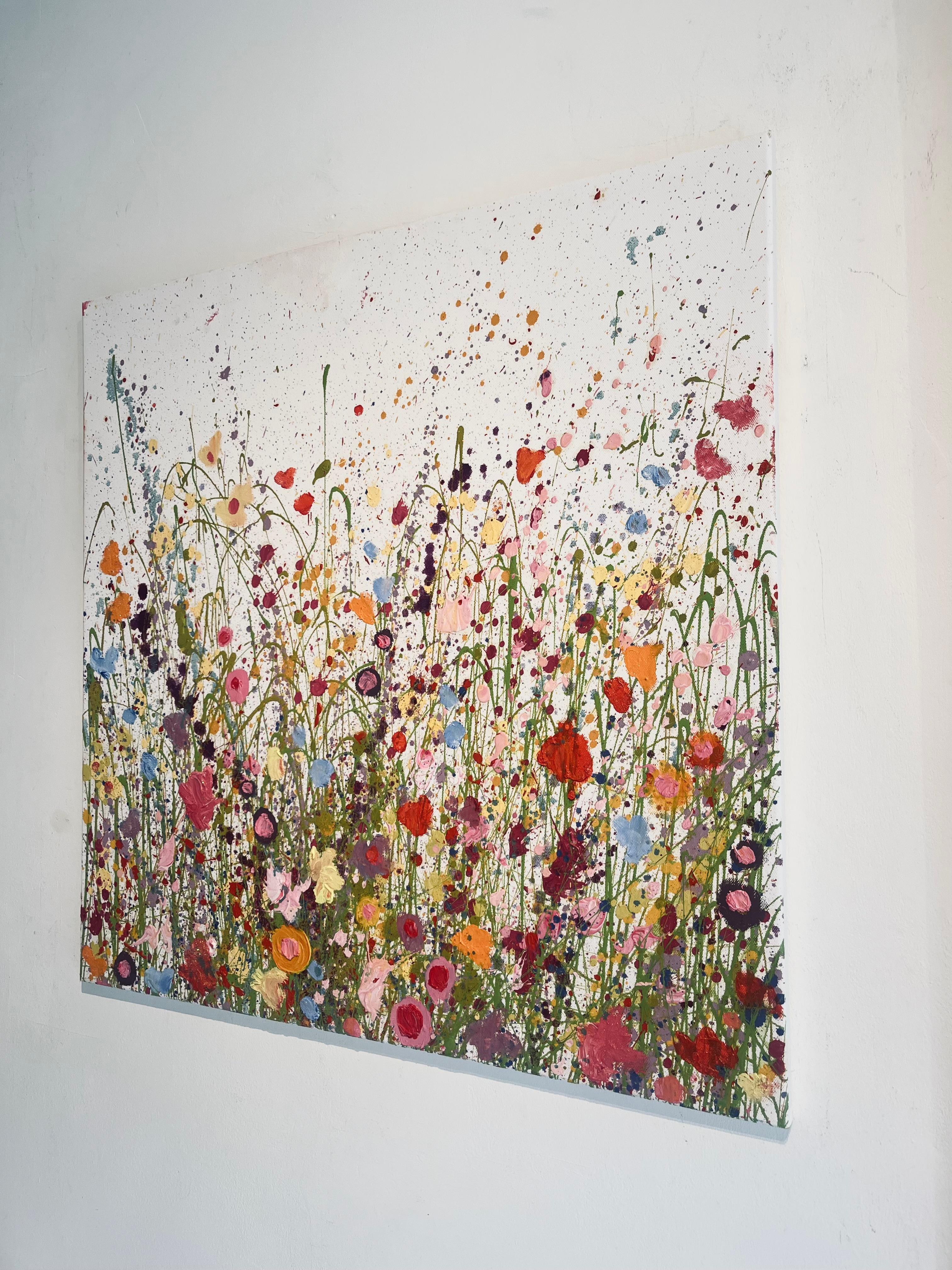 Where Doves Kiss (ii) -original abstract floral oil painting- contemporary art - Naturalistic Painting by Yvonne Coomber