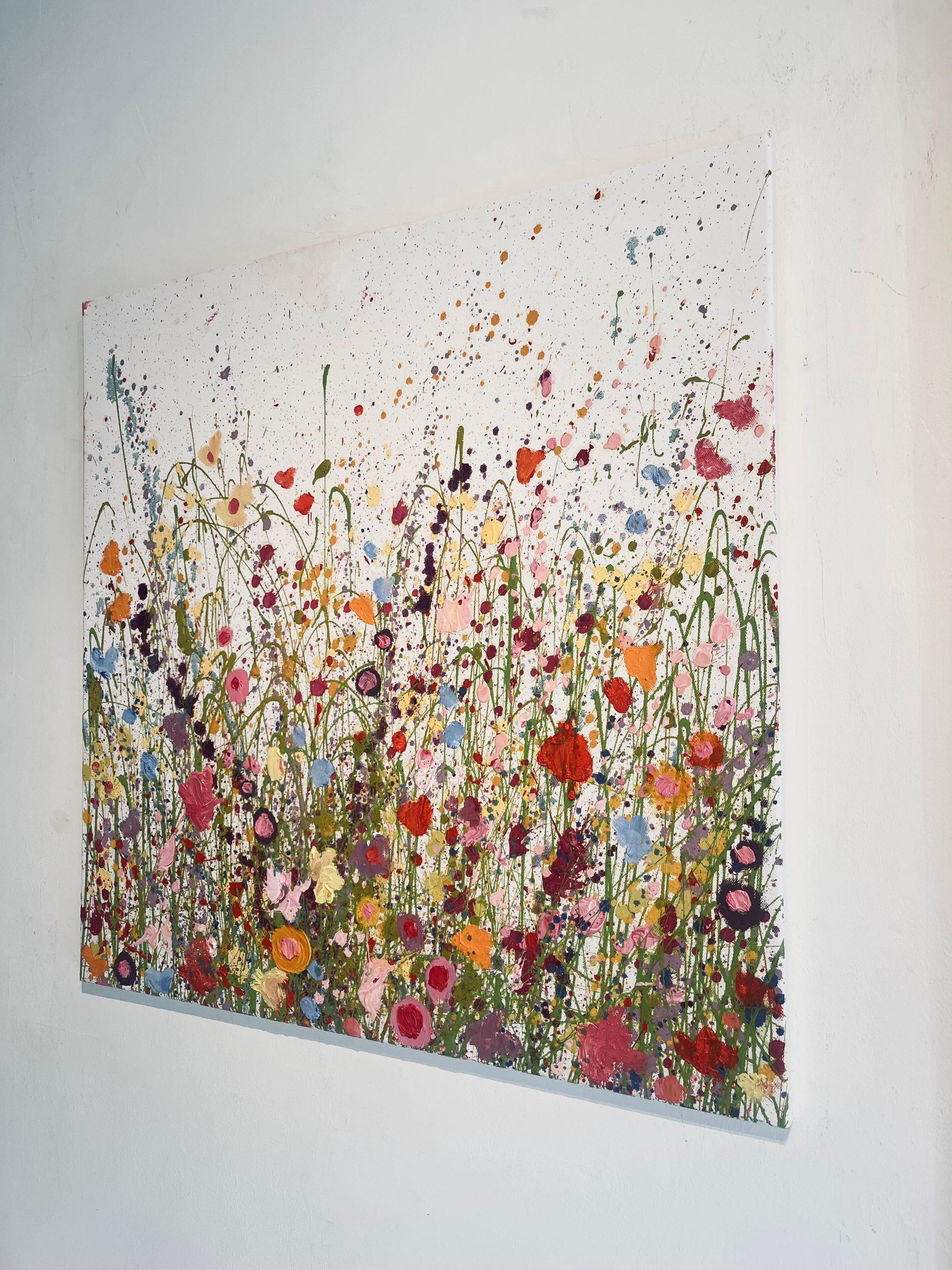 Where Doves Kiss (ii) - peinture à l'huile originale abstraite et florale - art contemporain - Naturalisme Painting par Yvonne Coomber