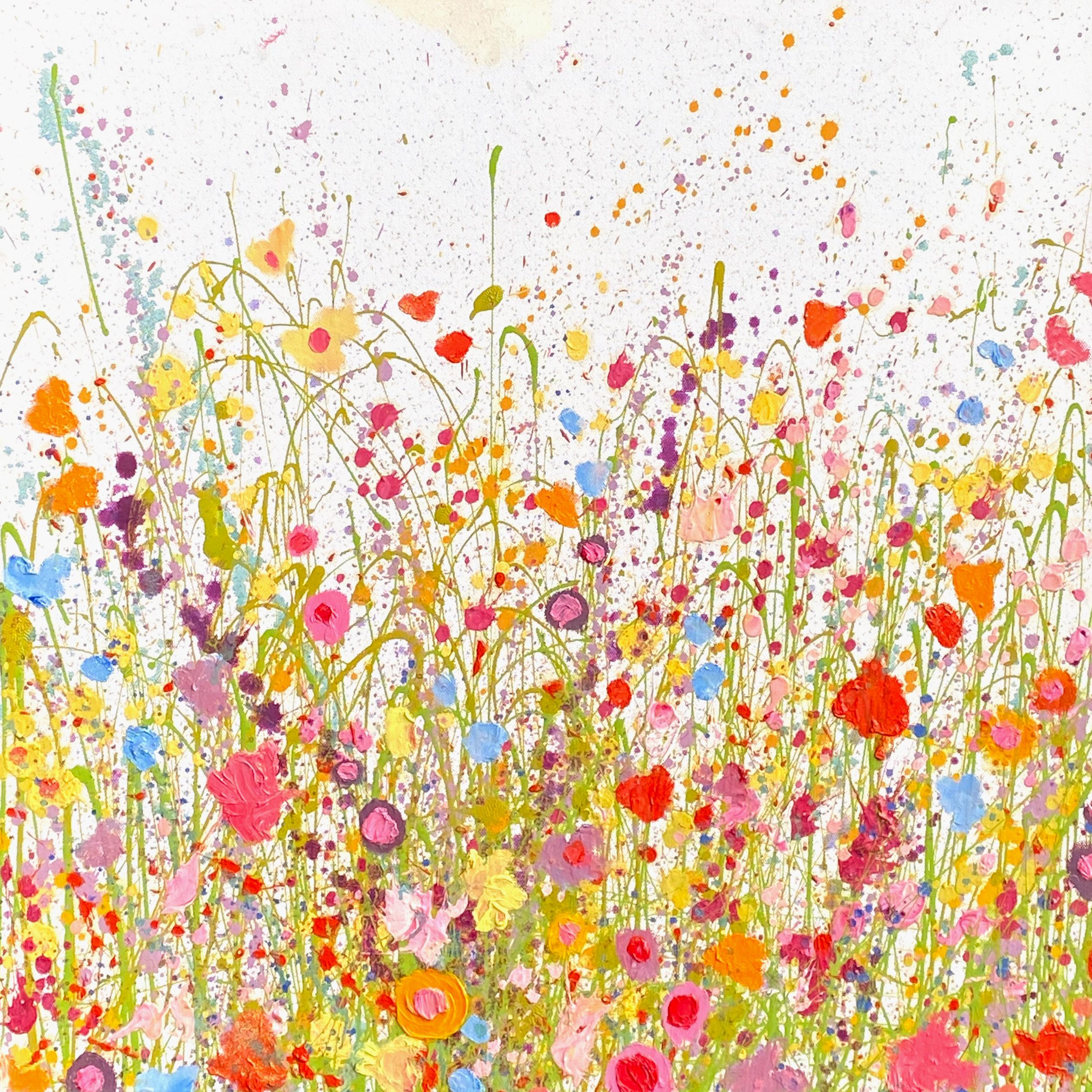 Yvonne Coomber Abstract Painting - Where Doves Kiss (ii) -original abstract floral oil painting- contemporary art