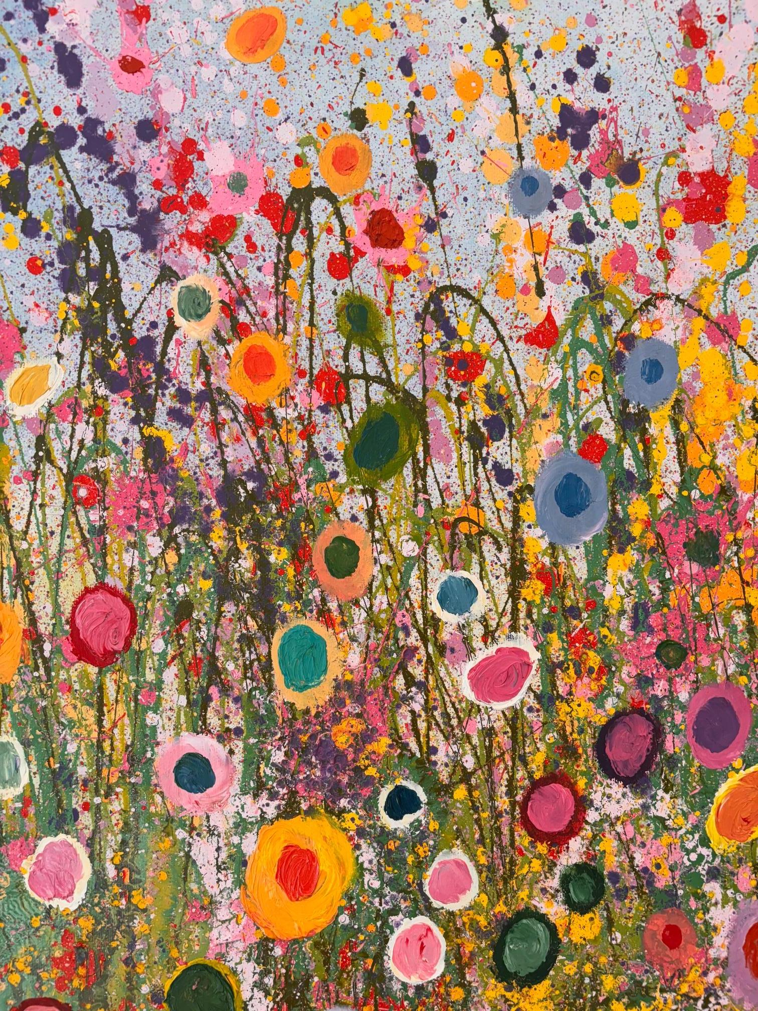 You Are My Hearts Desire - peinture à l'huile abstraite - œuvre d'art contemporain - Gris Abstract Painting par Yvonne Coomber