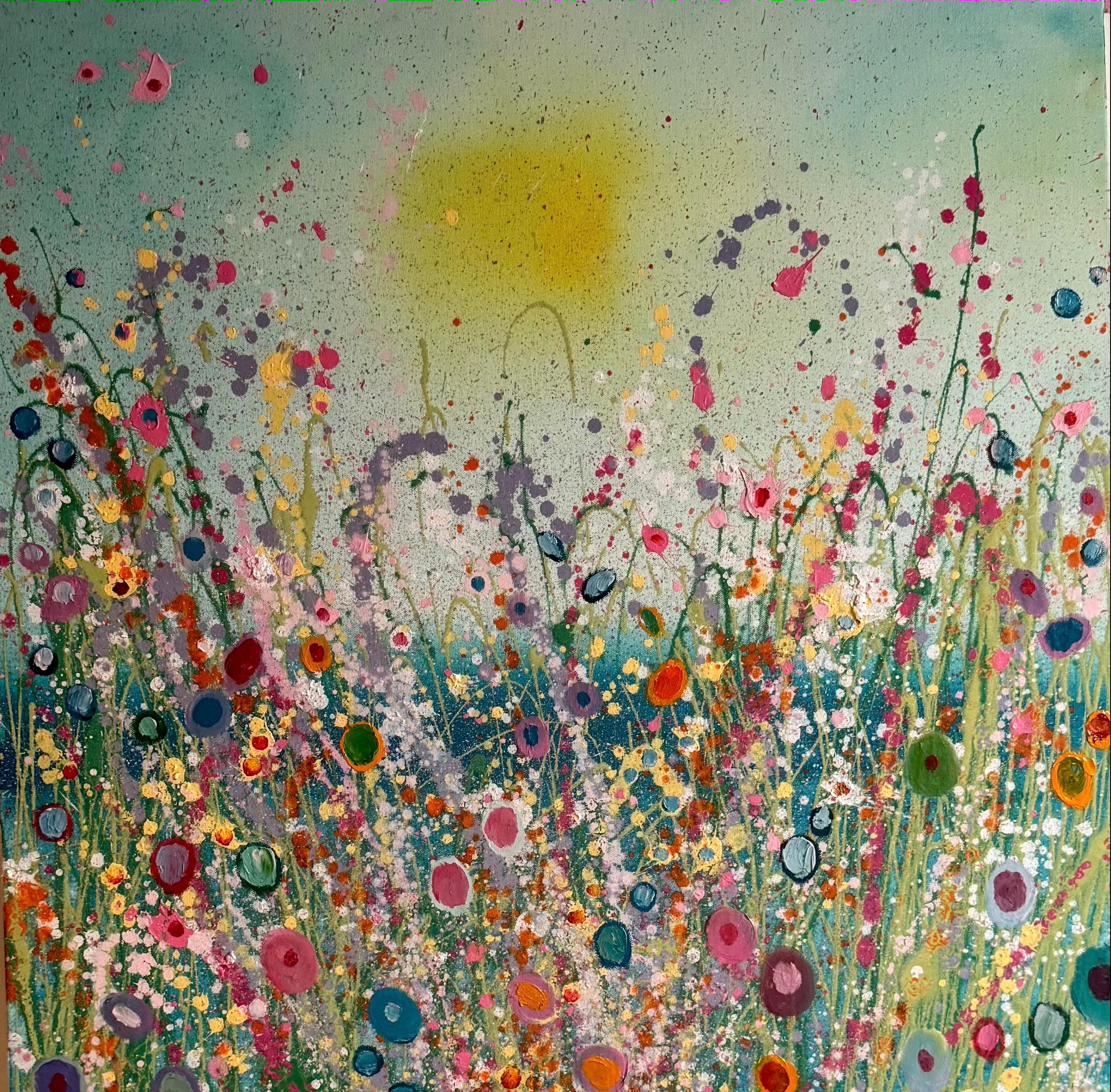 Yvonne Coomber Abstract Painting – Du bist das Maß meiner Träume-blumige abstrakte zeitgenössische Kunst-Ölgemälde