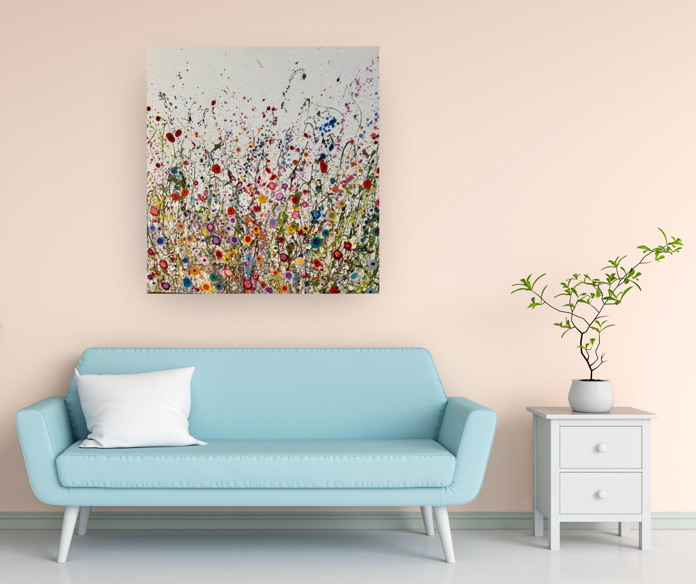 You Make Me So Very Happy - floral abstrakte zeitgenössische Landschaft Ölgemälde – Painting von Yvonne Coomber