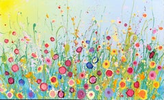 Rainbows of Love - gestural abstract floral splash drip vibrant nature painting