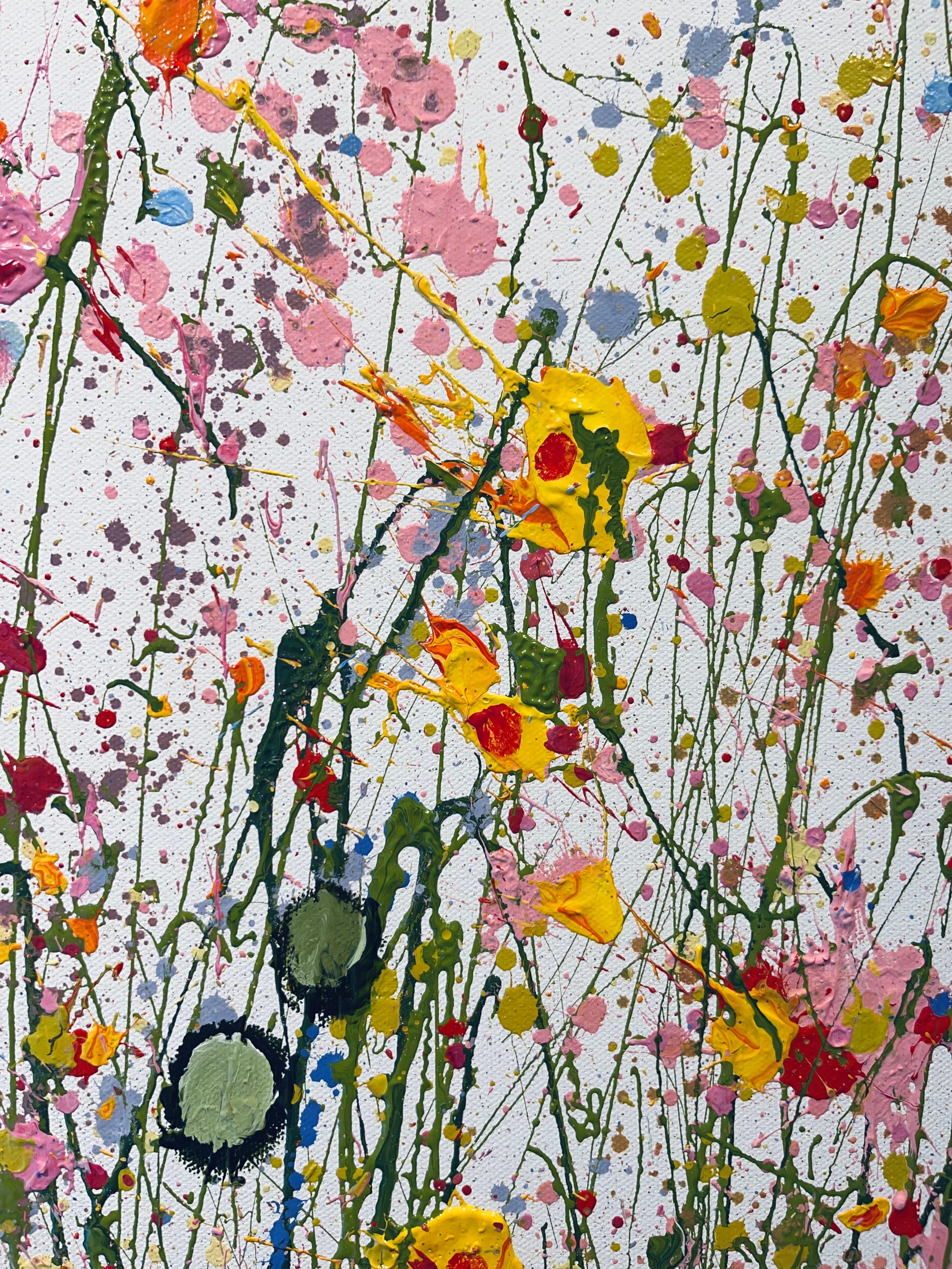 Il tuo amore è così bello - pittura floreale moderna originale - arte astratta - Abstract Painting Grigio di Yvonne Coomber