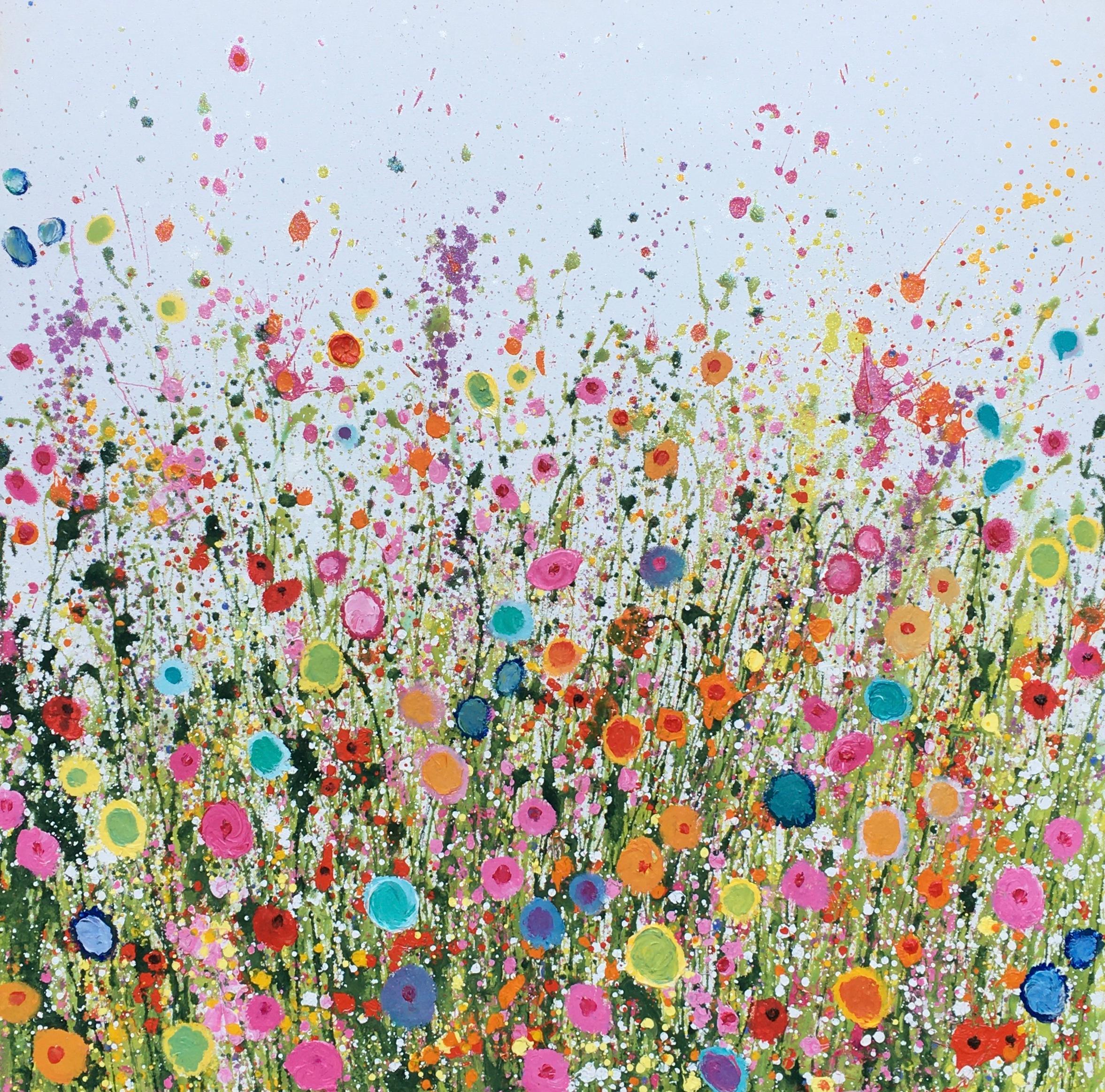 Yvonne Coomber Abstract Painting - Your Sweet Love Is so Very Beautiful - Floral landscape oil painting 21st Centu