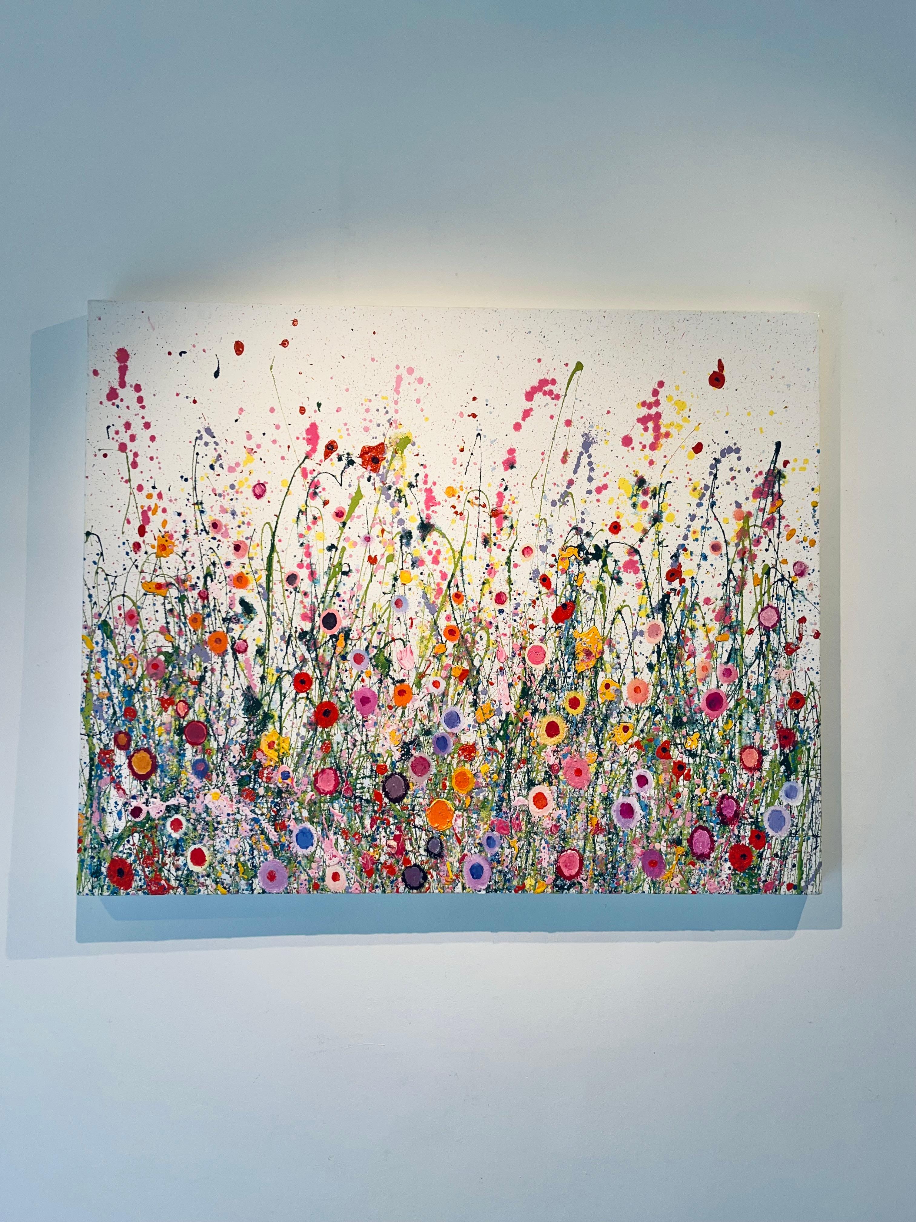 Your Sweet Love Makes My Heart Feel Like Champagne- abstract oil painting floral - Painting by Yvonne Coomber