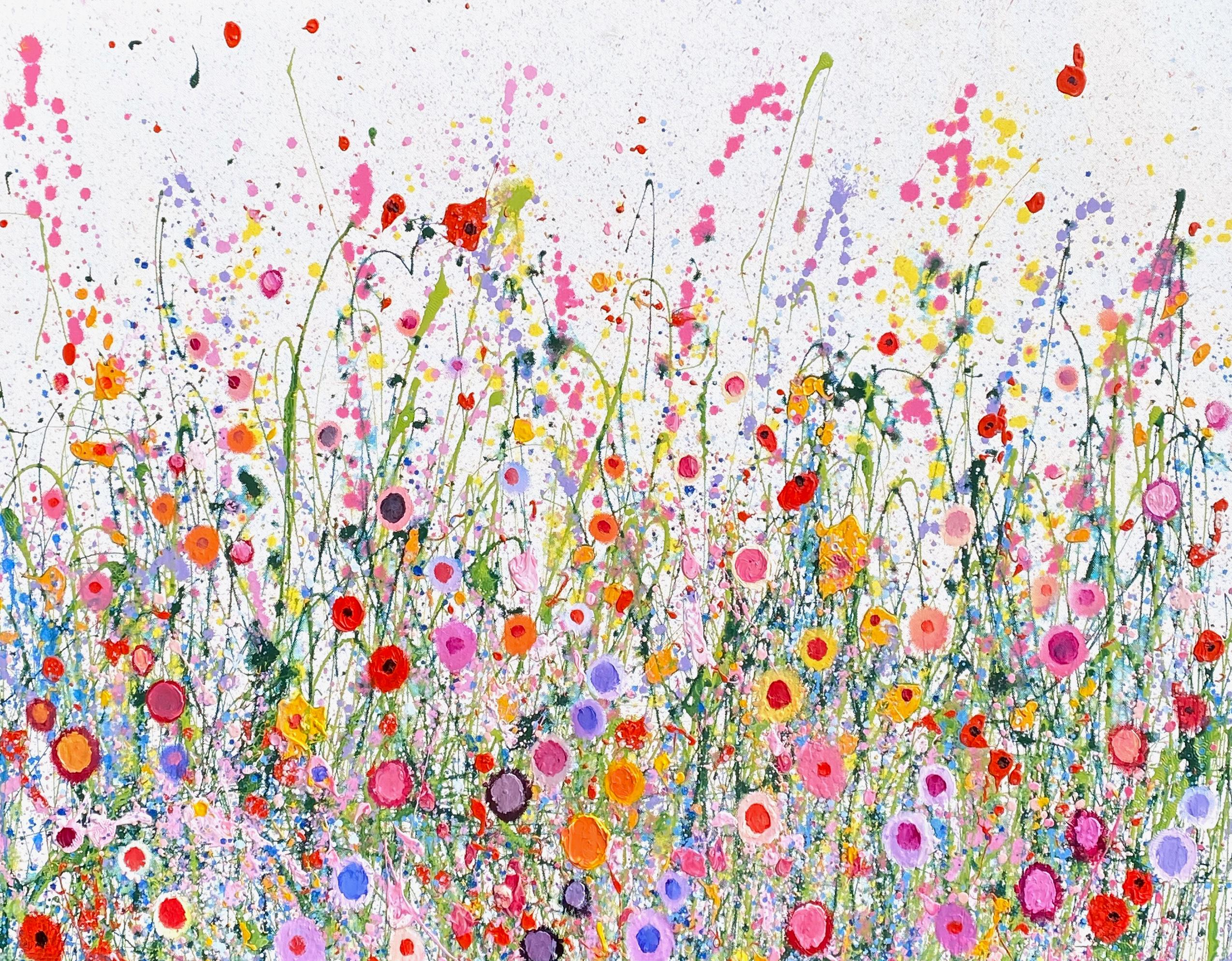 Yvonne Coomber Abstract Painting - Your Sweet Love Makes My Heart Feel Like Champagne- abstract oil painting floral