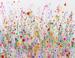 Il tuo dolce amore fa sentire il mio cuore come uno champagne - pittura ad olio astratta floreale