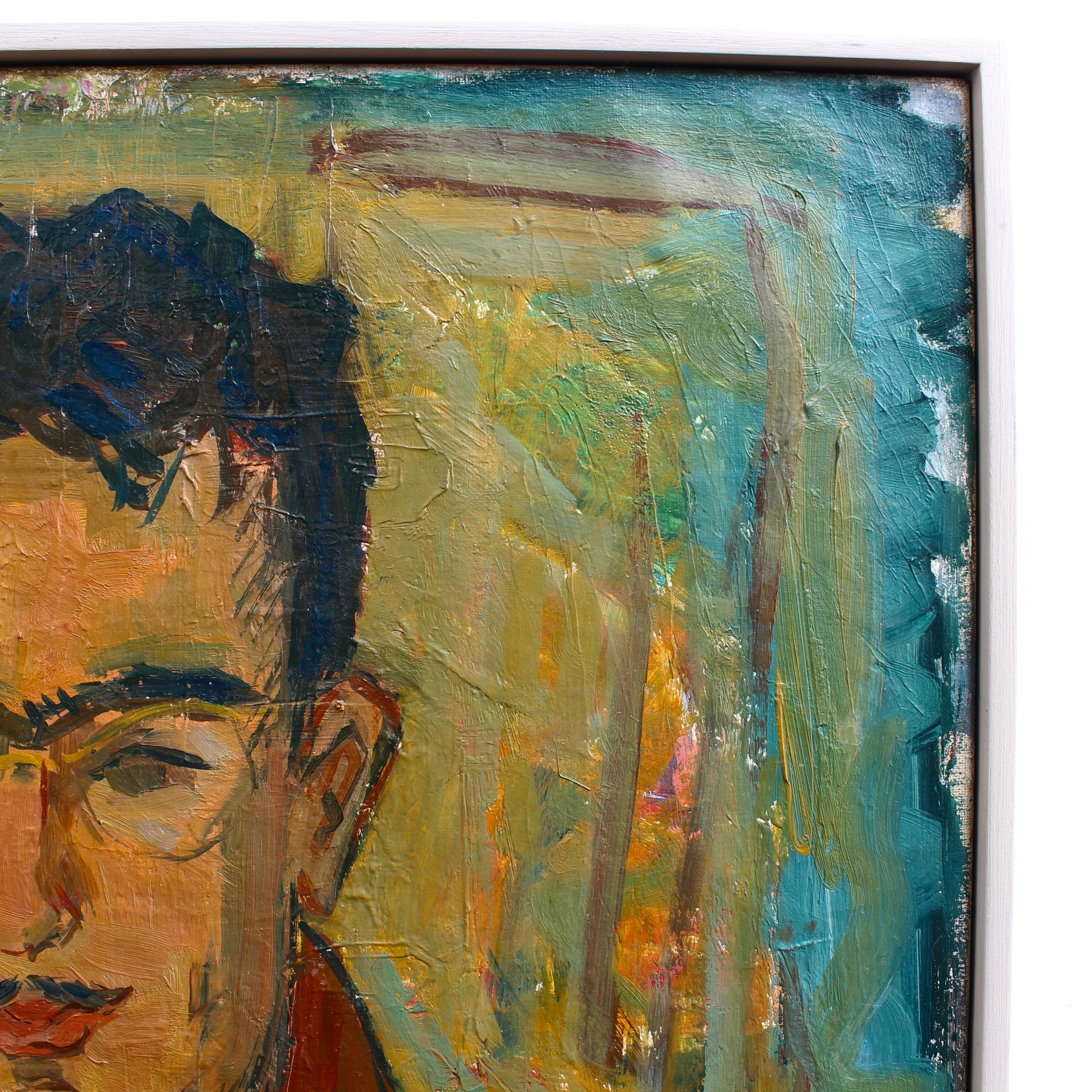 Portrait d'un homme, huile sur toile, par Yvonne Guégan (vers les années 1970). Il ne s'agit pas d'un portrait du milliardaire reclus Howard Hughes. Malheureusement, nous ne savons pas de qui il s'agit, mais il a l'air d'un personnage fascinant. Les
