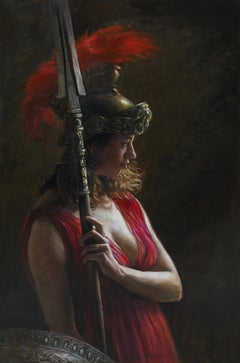 Athena- Peinture figurative néerlandaise contemporaine du 21e siècle représentant une déesse grecque