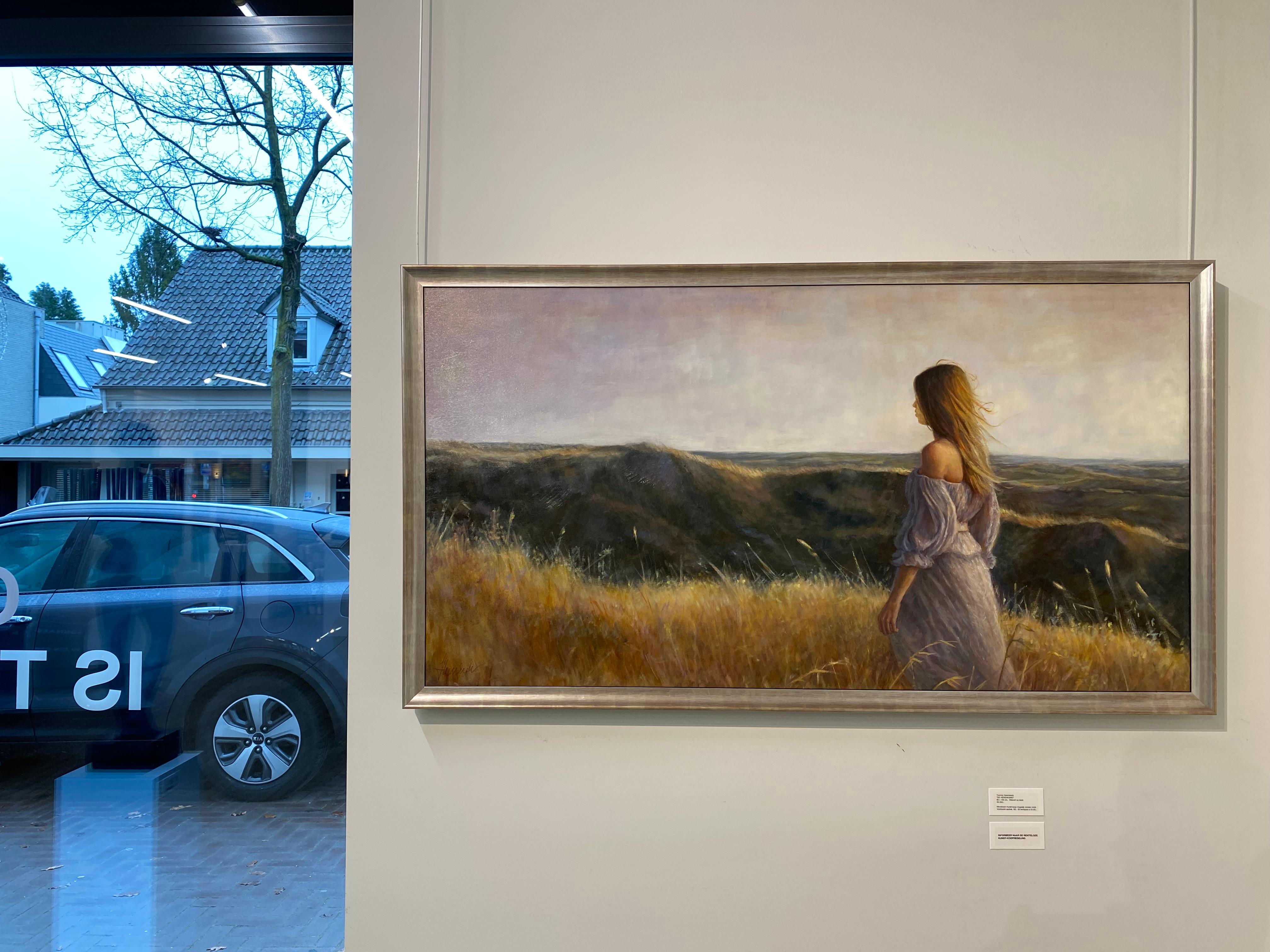 On the Watch - Peinture figurative contemporaine du 21e siècle représentant une jeune fille - Contemporain Painting par Yvonne Heemskerk