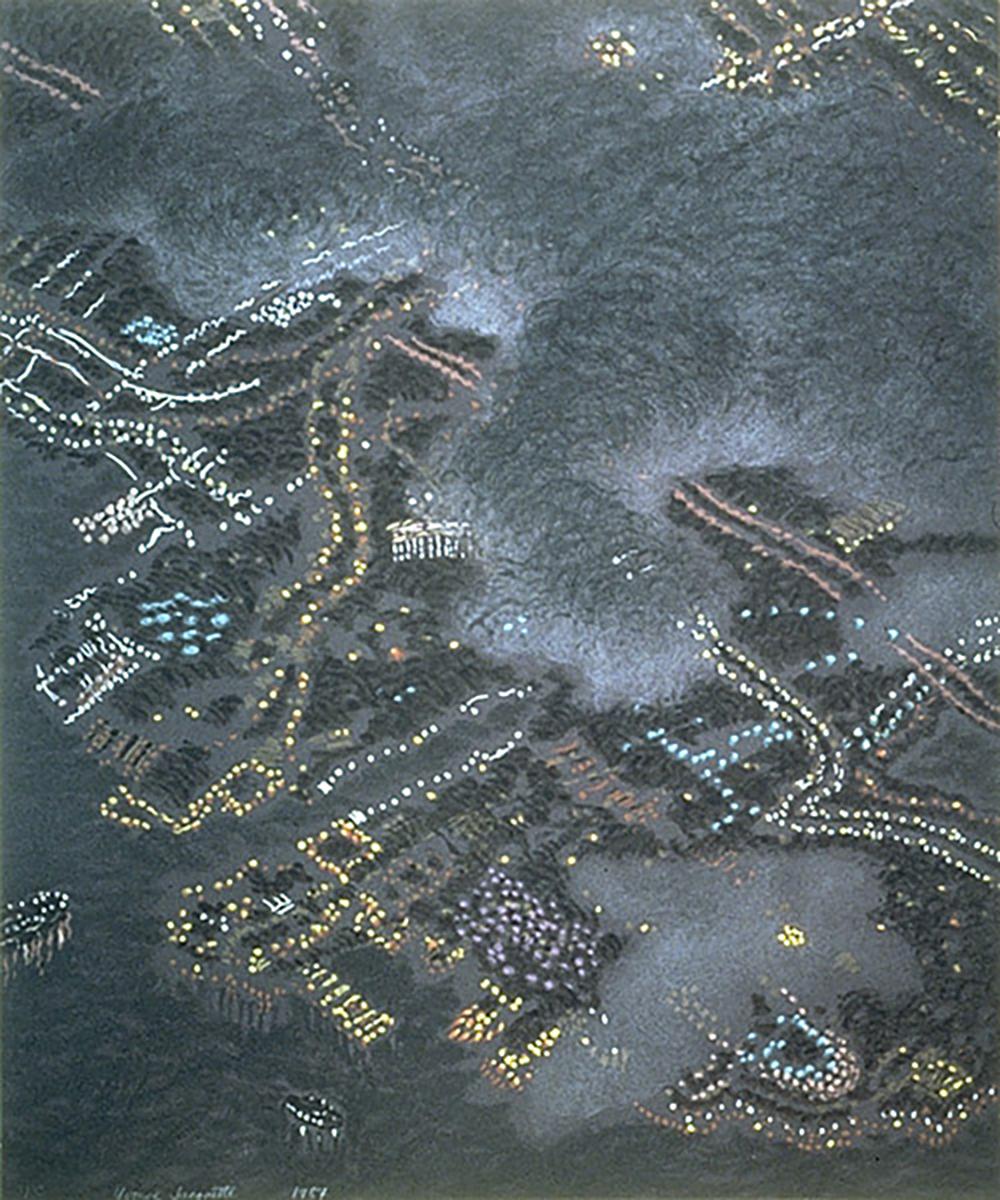 CLOUDS OBSCURING SAN DIEGO - Painting by Yvonne Jacquette