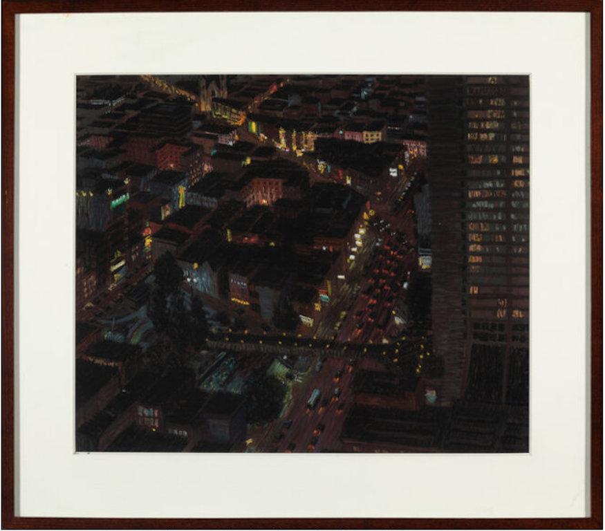 Pastel sur papier Chinatown I, San Francisco, 1983, signé Yvonne Jacquette en vente 1