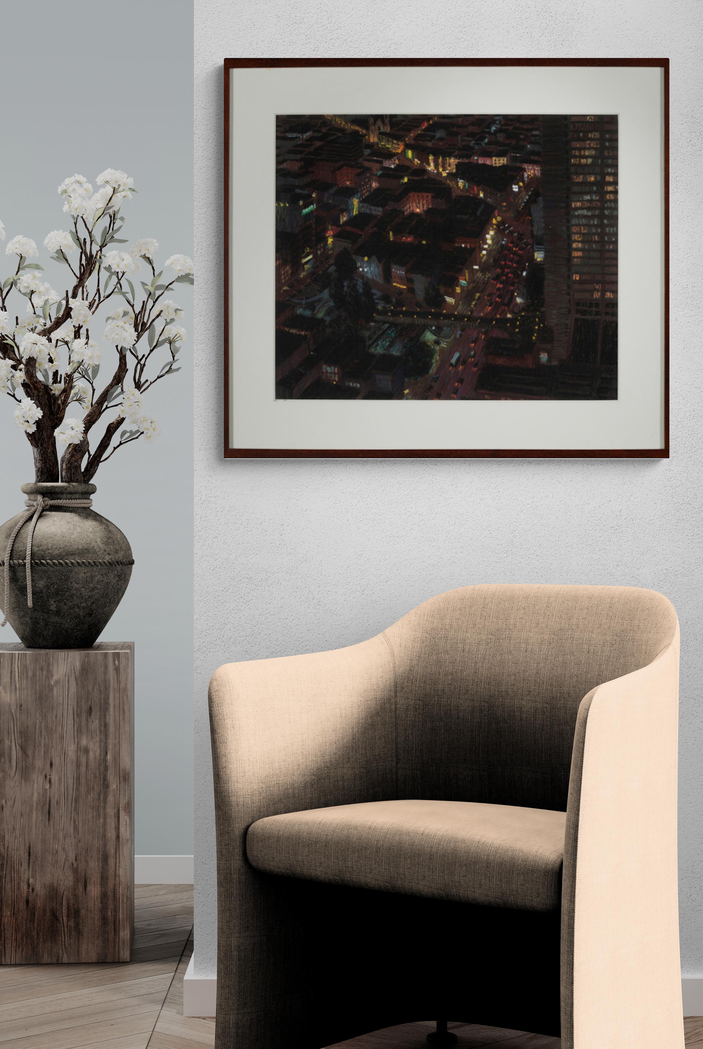 Pastel sur papier Chinatown I, San Francisco, 1983, signé Yvonne Jacquette en vente 3