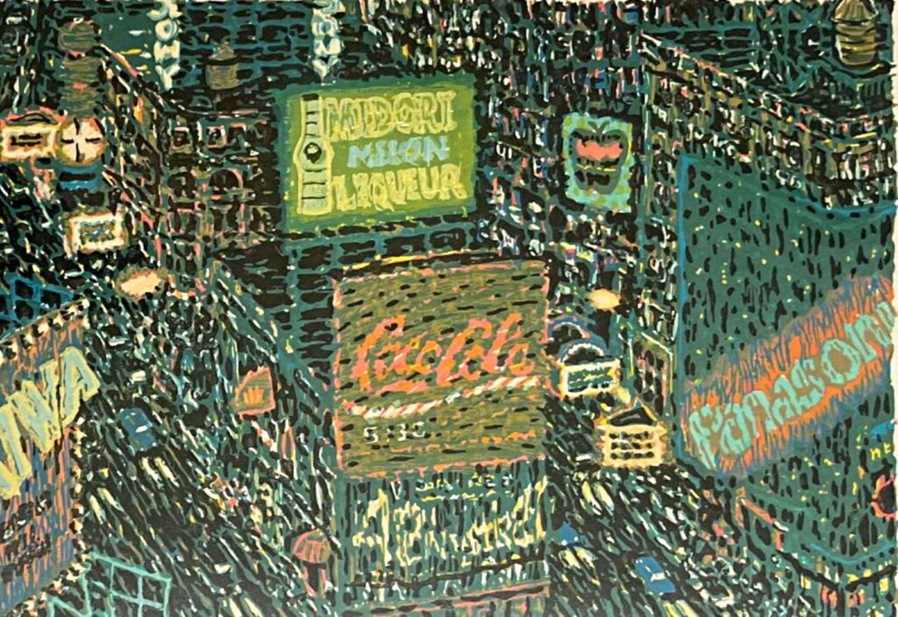 Times Square (Panoramica), 17 xilografie a colori di una famosa artista donna firmate 20/38 - Print di Yvonne Jacquette