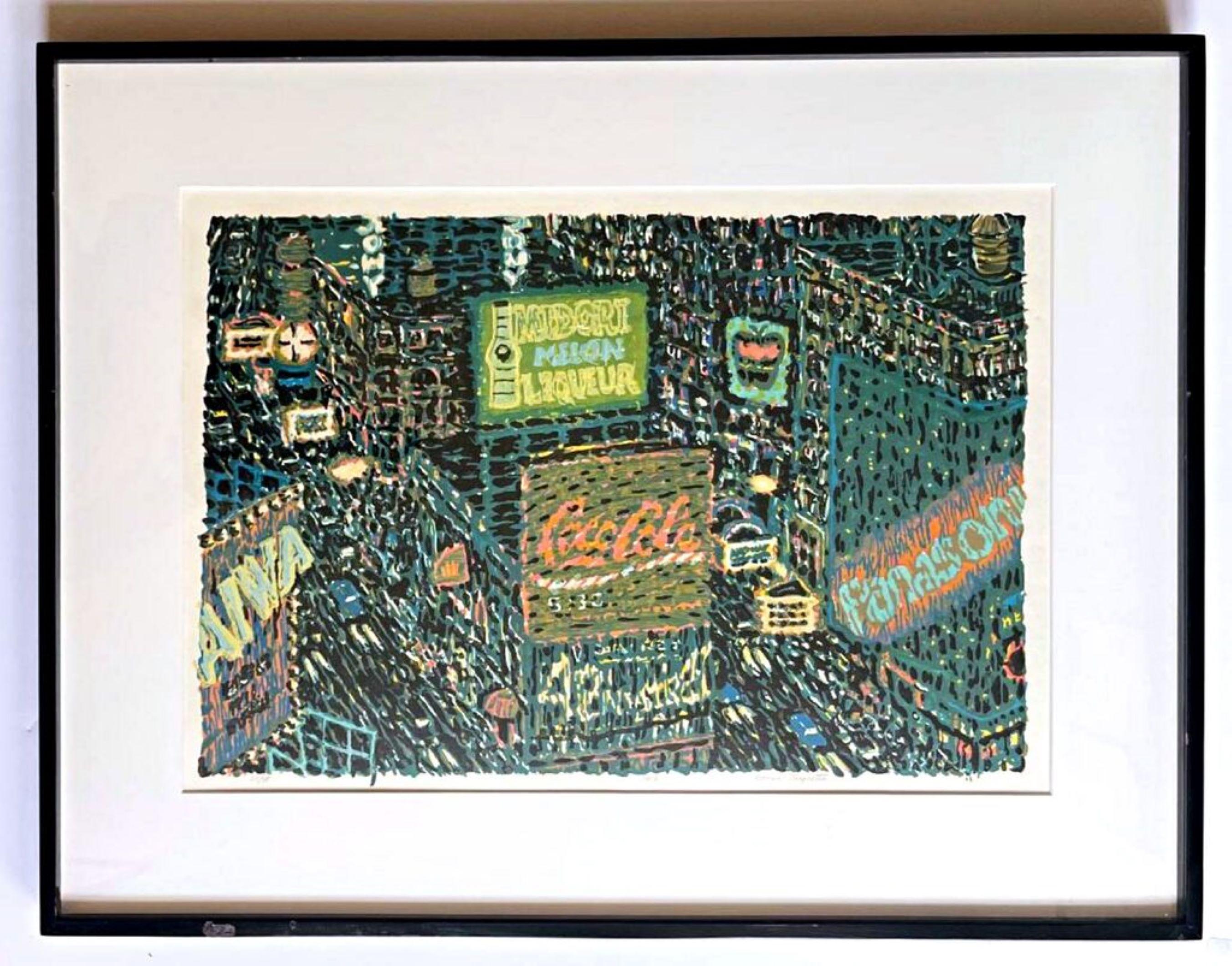 Times Square (Panoramica), 17 xilografie a colori di una famosa artista donna firmate 20/38 - Print Contemporaneo di Yvonne Jacquette