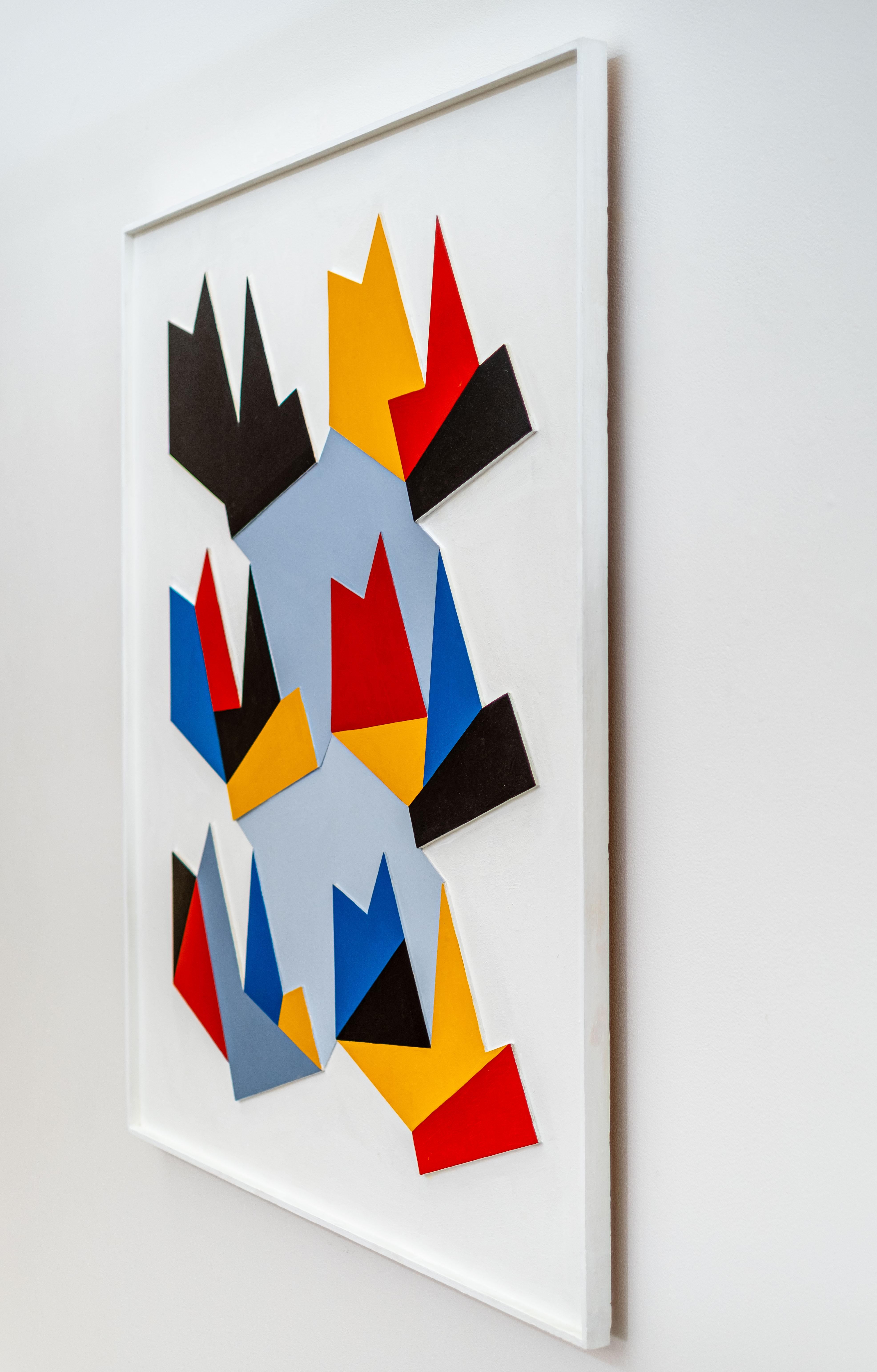 6 Variations Relief - coloré, contemporain, abstrait, Wood, gouache, foam core en vente 1