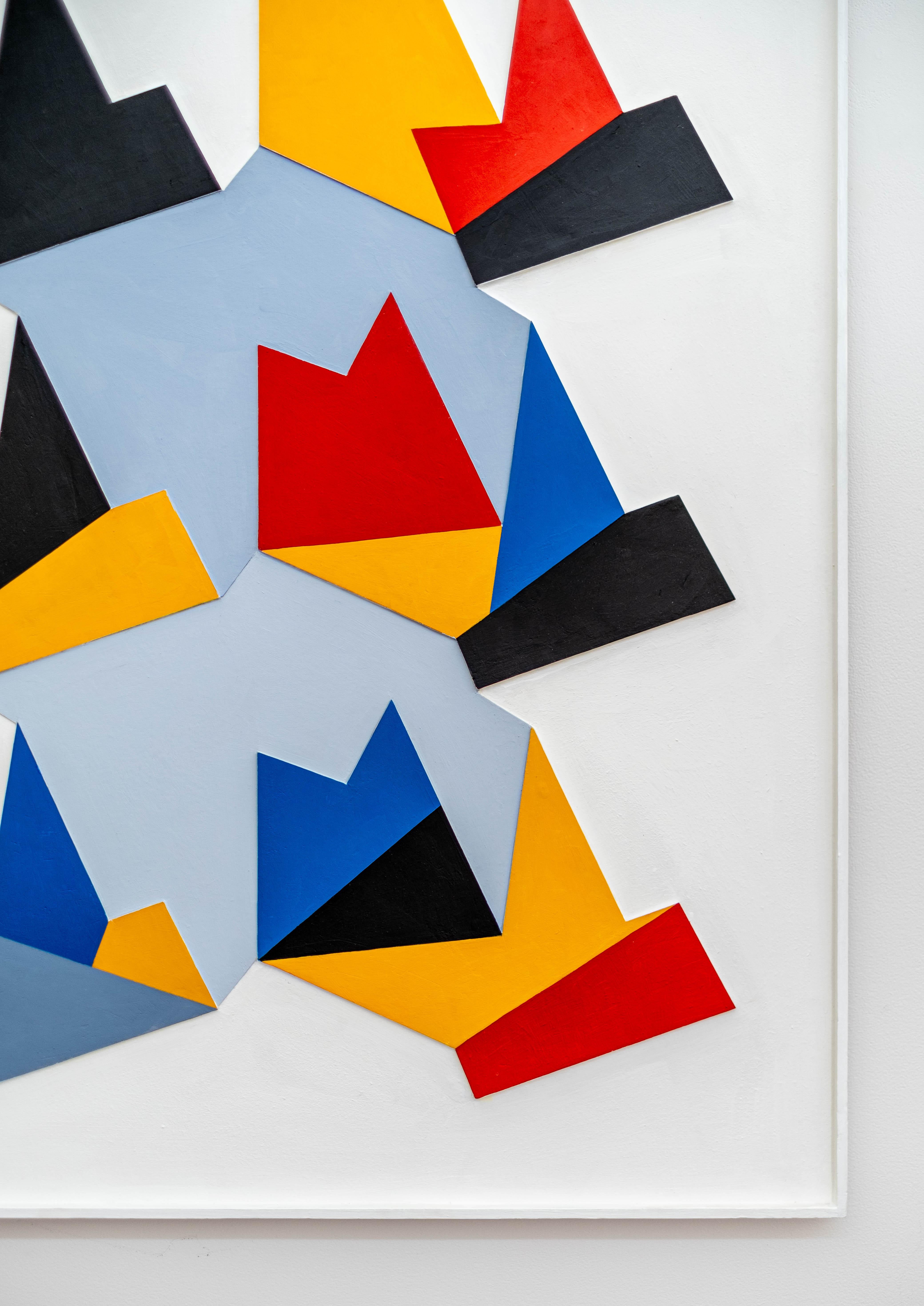 6 Variations Relief - coloré, contemporain, abstrait, Wood, gouache, foam core en vente 2