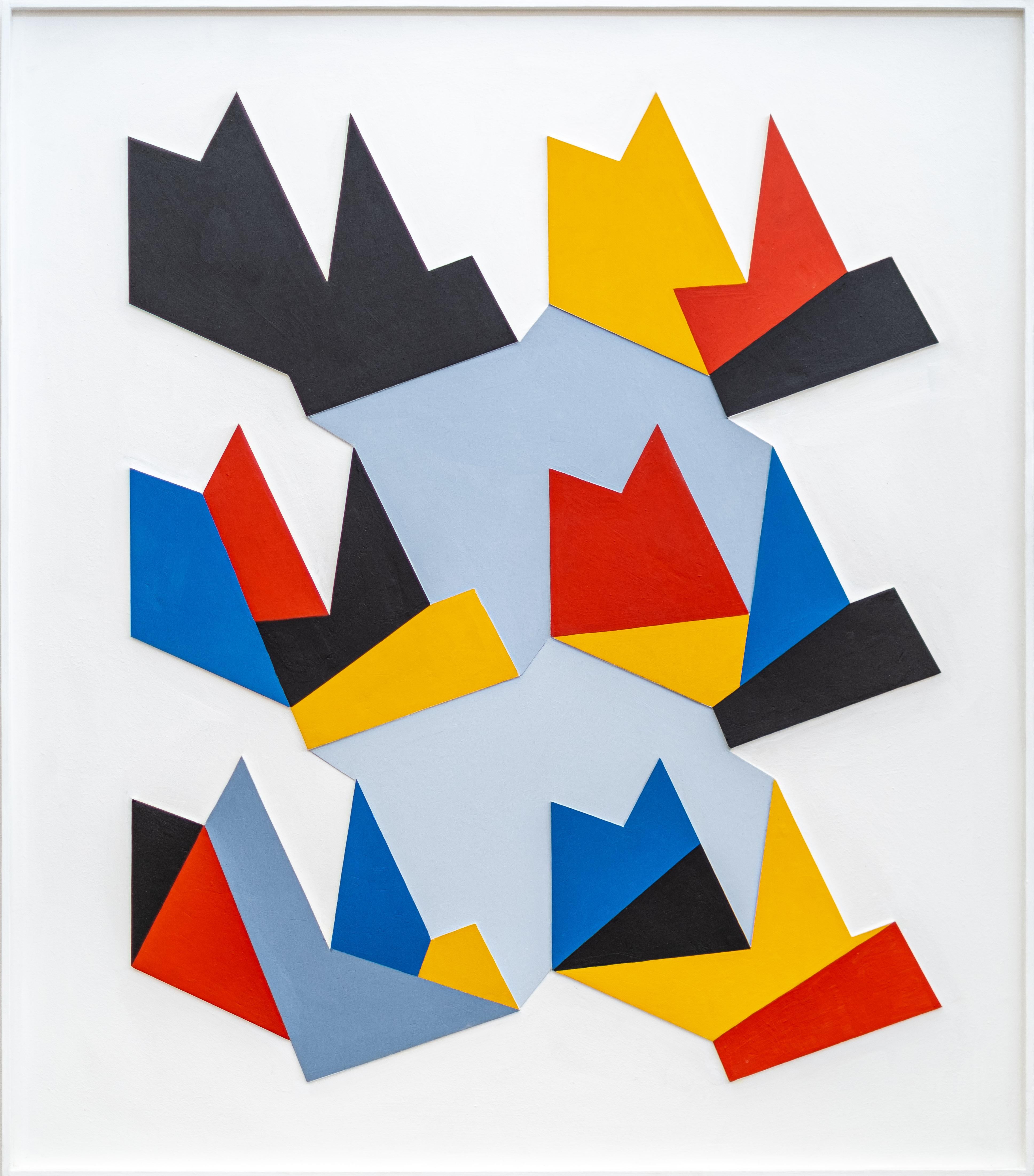 6 Variations Relief - coloré, contemporain, abstrait, Wood, gouache, foam core - Painting de Yvonne Lammerich