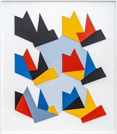 6 Variations Relief - coloré, contemporain, abstrait, Wood, gouache, foam core