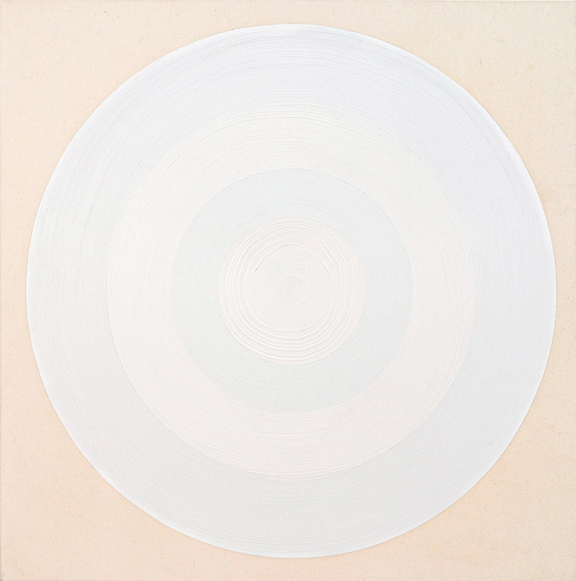 Body Records #2 White - contemporaneo, astratto geometrico, acrilico su tela - Painting di Yvonne Lammerich